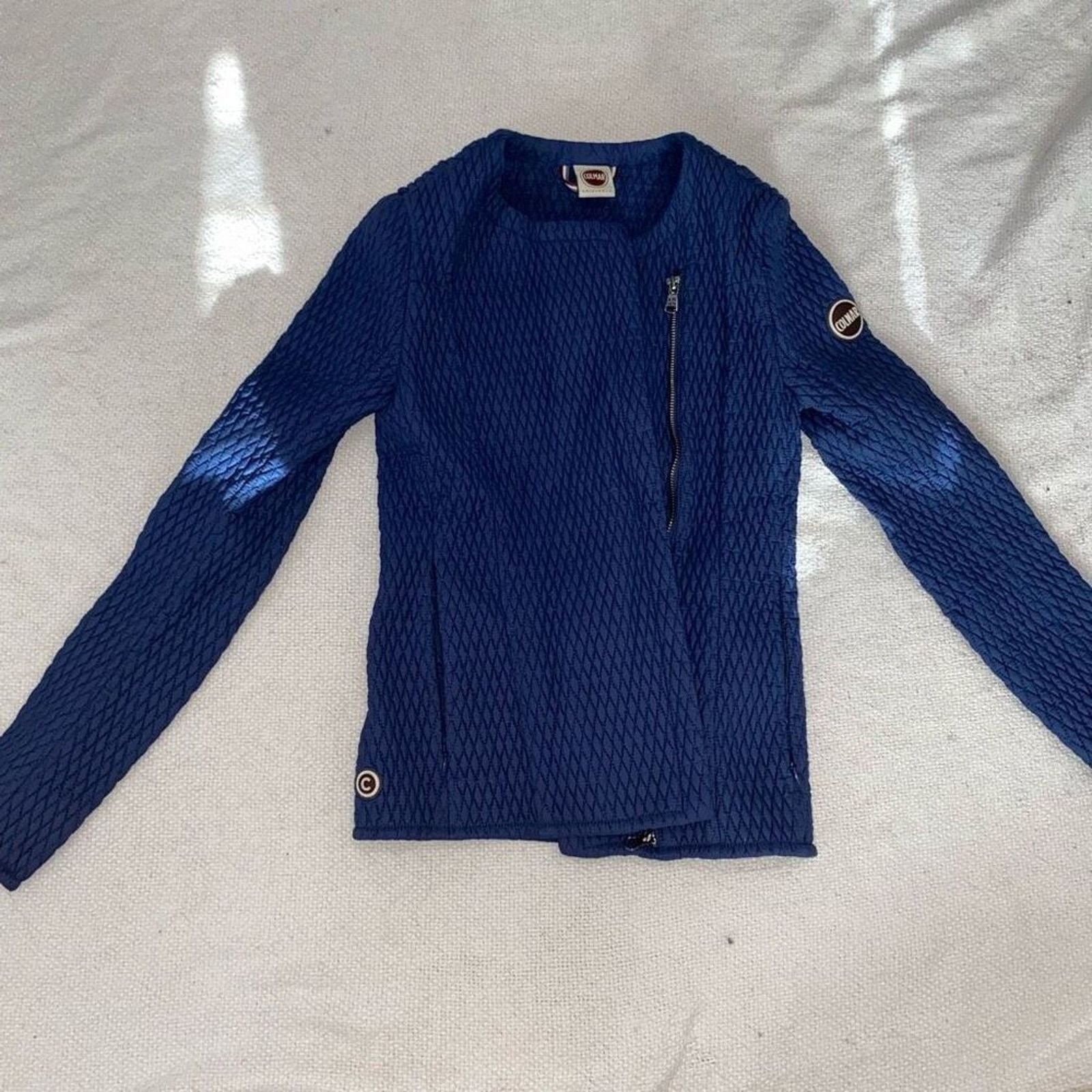 Colmar Colmar Blue Textured Zip Front Blazer Jacket | Sz 40 (US 4) Size S / US 4 / IT 40 - 4 Thumbnail