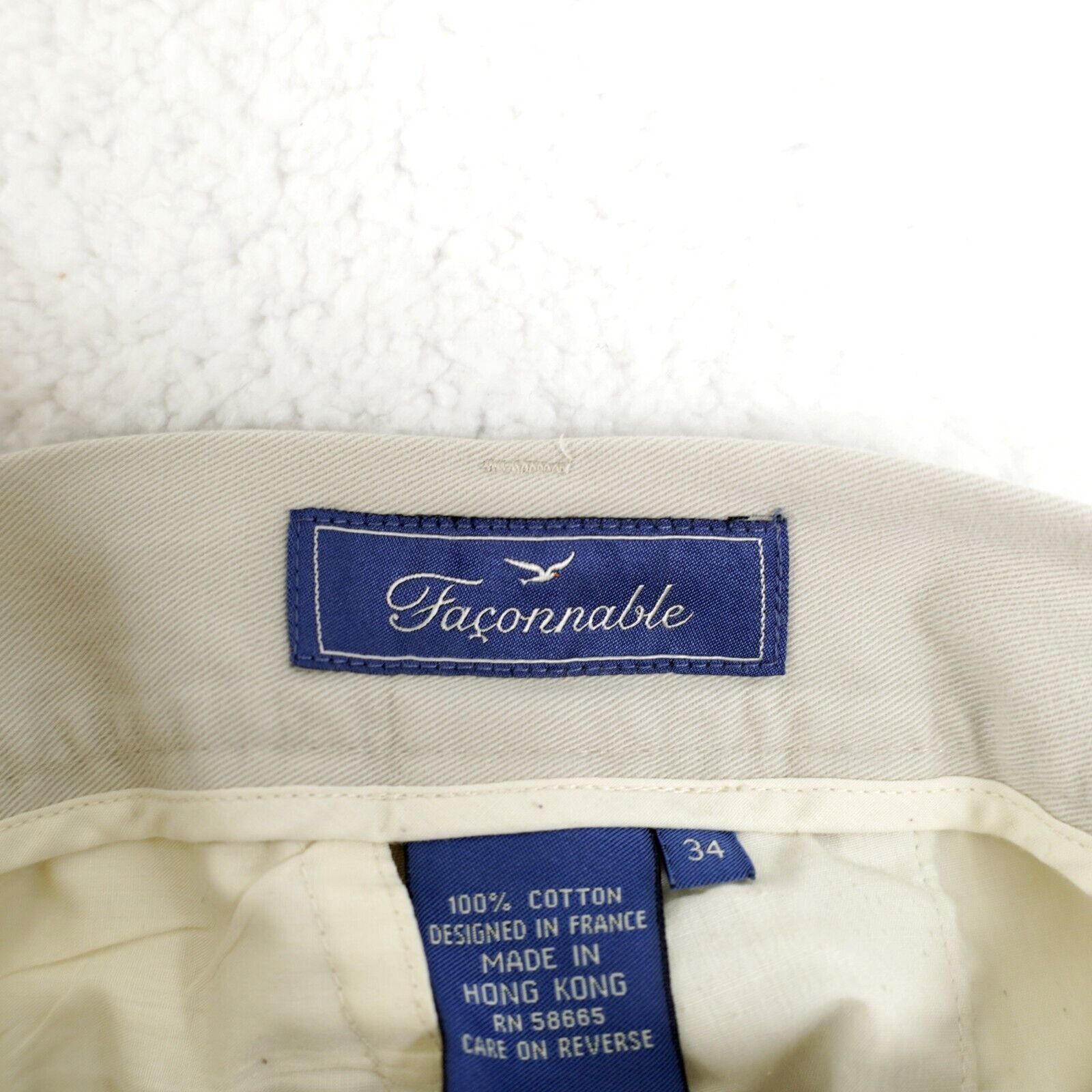 Other Faconnable Cream Gray Flat Front High Rise Cotton Chino Pant Size US 34 / EU 50 - 6 Thumbnail