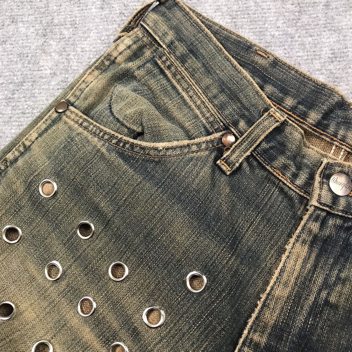 Japanese Brand × Wrangler FLARE DENIM RUSTY DISTRESSED WRANGLER EYELET DENIM PANTS Size US 28 / EU 44 - 9 Thumbnail