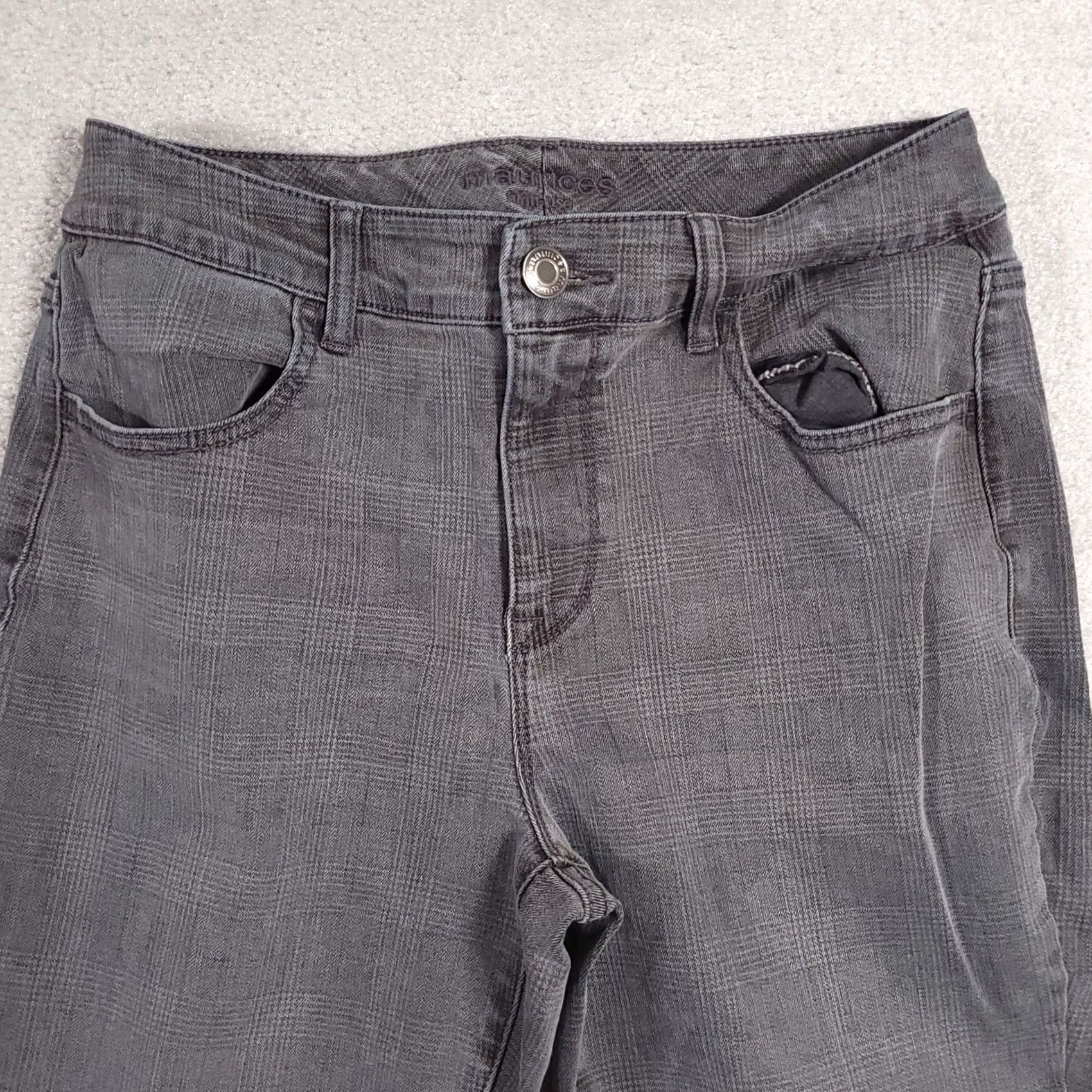 Vintage Maurices Skinny High Rise Jeans Women's Medium Regular Gray Plaid Wash Stretch Denim Slim Cotton Blend Modern Vintage: No (remove?) Size 32" / US 10 / IT 46 - 3 Thumbnail