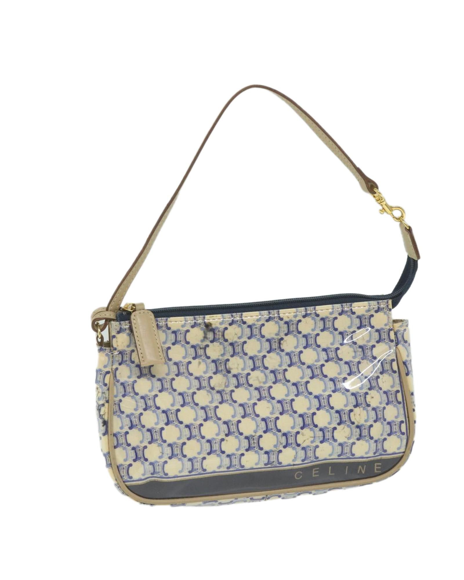 image of Celine Blue Canvas Accessory Pouch, Women's