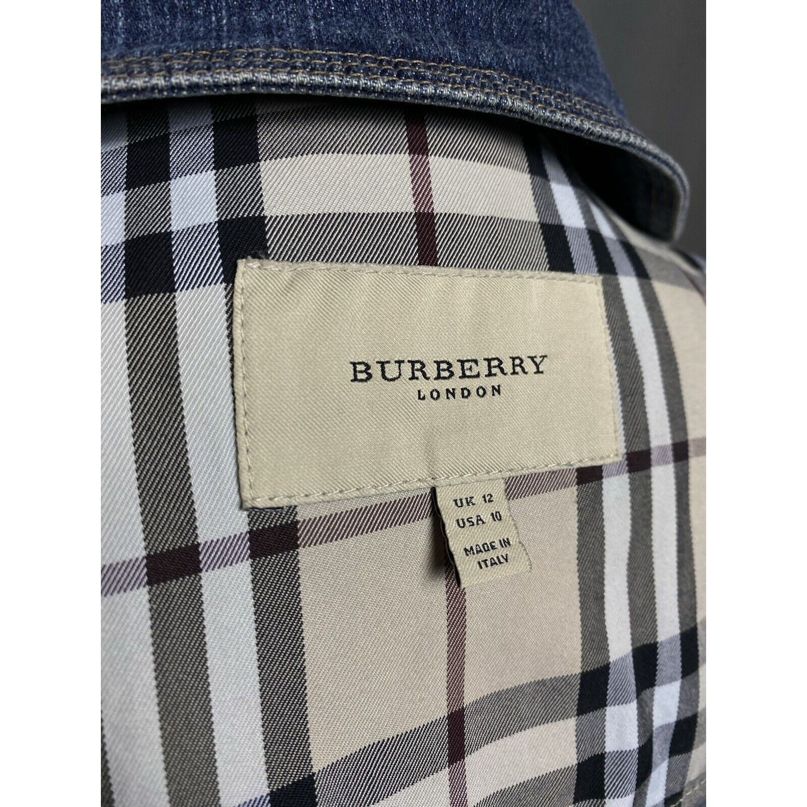 Burberry Burberry Nova Check Women's Blue Denim Biker Jeans Jacket Si Size L / US 10 / IT 46 - 12 Thumbnail