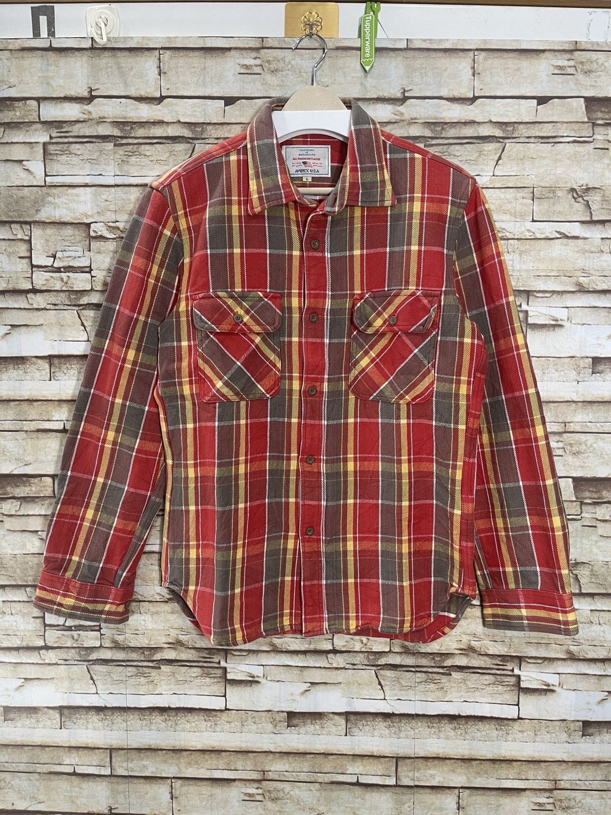 Avirex superior checkered 100% cotton button down size large good