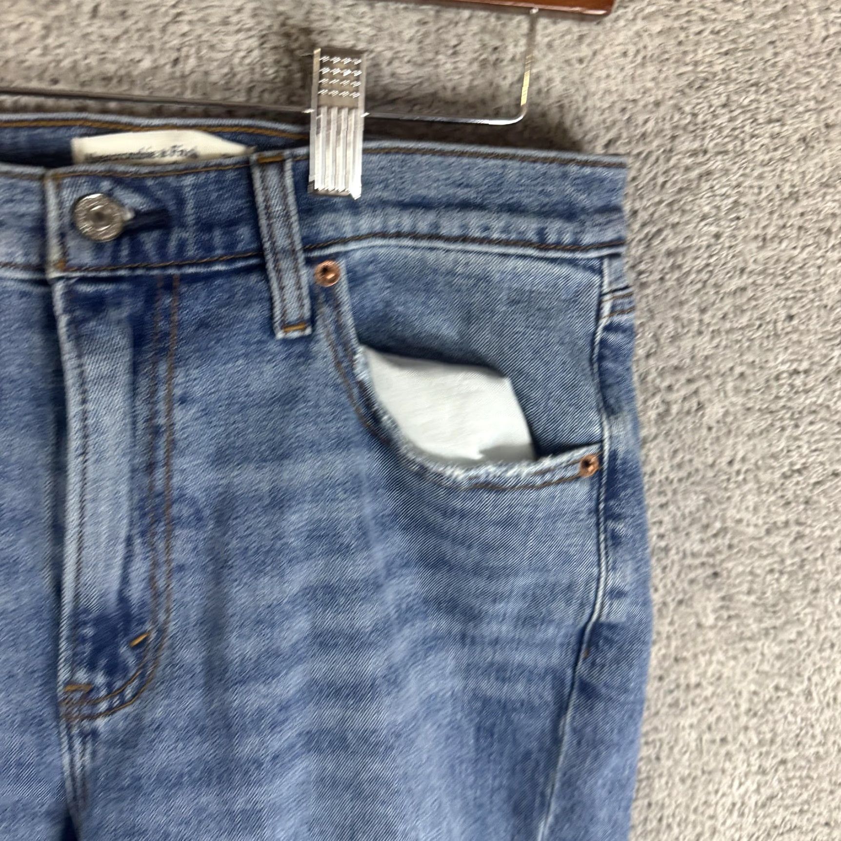 Abercrombie & Fitch Abercrombie & Fitch Jeans Womens 30 Slim Straight Ultra High Rise Curve Love Denim Blue 5-Pocket Distressed Stretch Womens Jeans Size 30" / US 8 / IT 44 - 3 Thumbnail