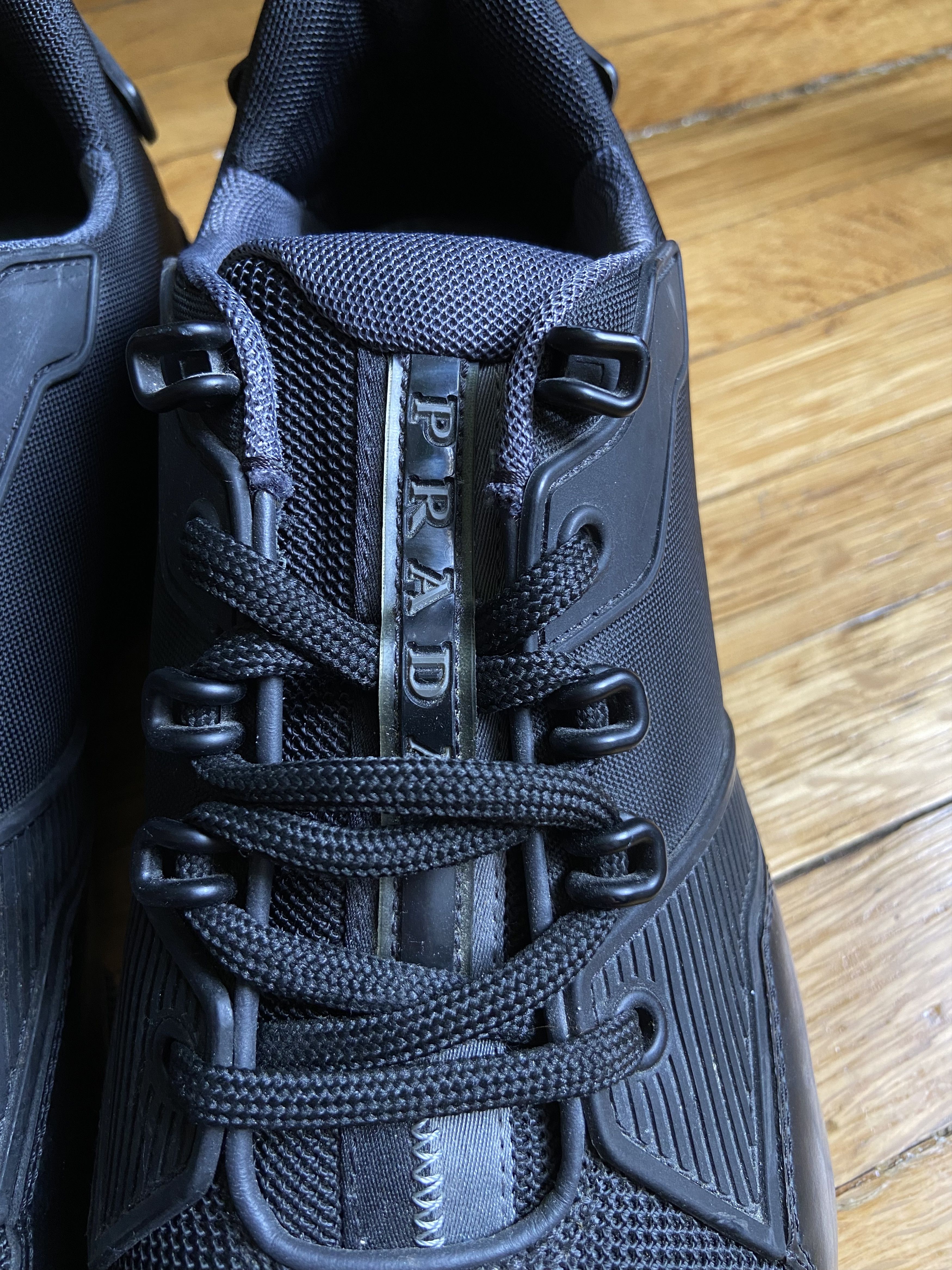 Prada Black Leather & Mesh Crossection Sneakers Size US 9.5 / EU 42-43 - 6 Thumbnail