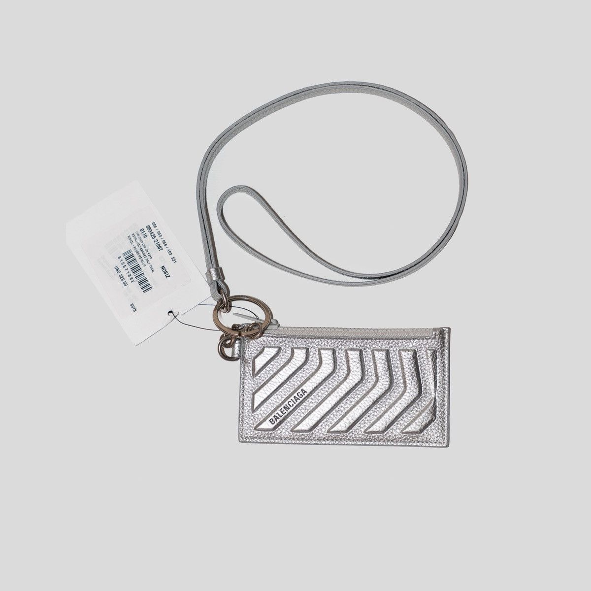 Balenciaga Car Card Case on Keyring in Metallic Grained Calfskin Size ONE SIZE - 1 Thumbnail
