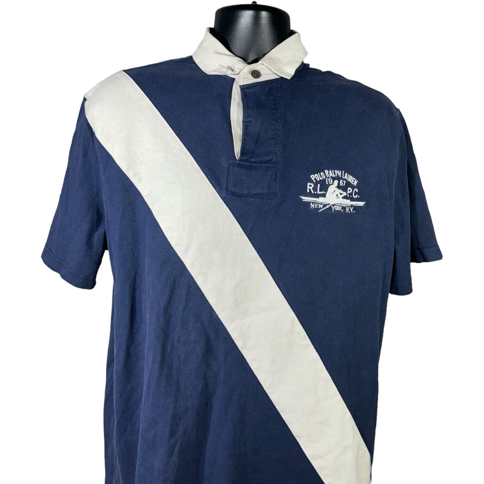 Polo Ralph Lauren Vintage Polo Ralph Lauren Short Sleeve Rowing Crest Rugby Size US M / EU 48-50 / 2 - 2 Thumbnail
