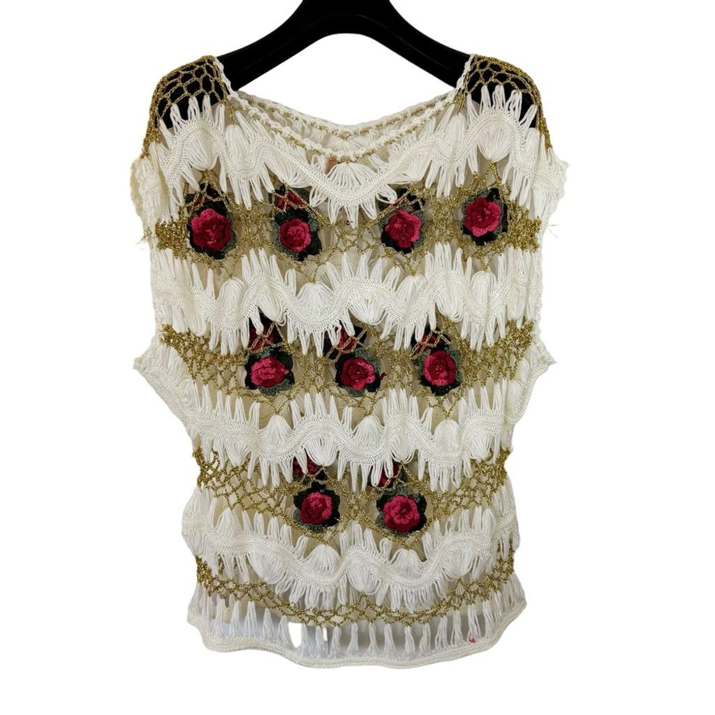 Other NWT! VTG 60's DK FASHION Women's Crochet Floral Blouse MISSY Size M / US 6-8 / IT 42-44 - 1 Thumbnail