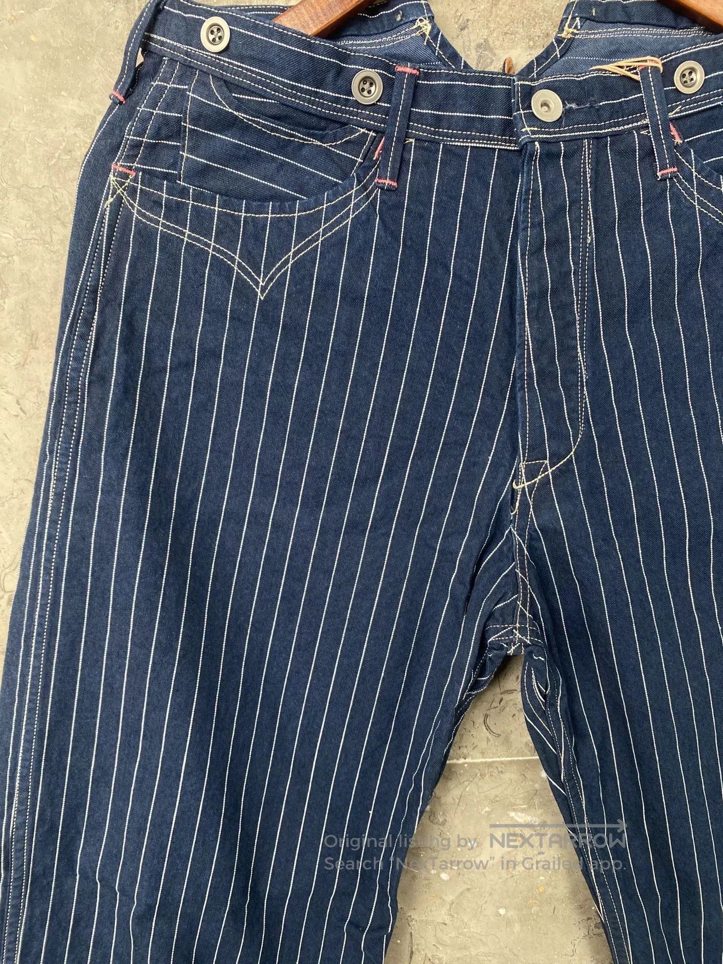 &SONS Gypsy&sons Indigo Striped Loose Cargo Pants. Size US 37 - 3 Thumbnail
