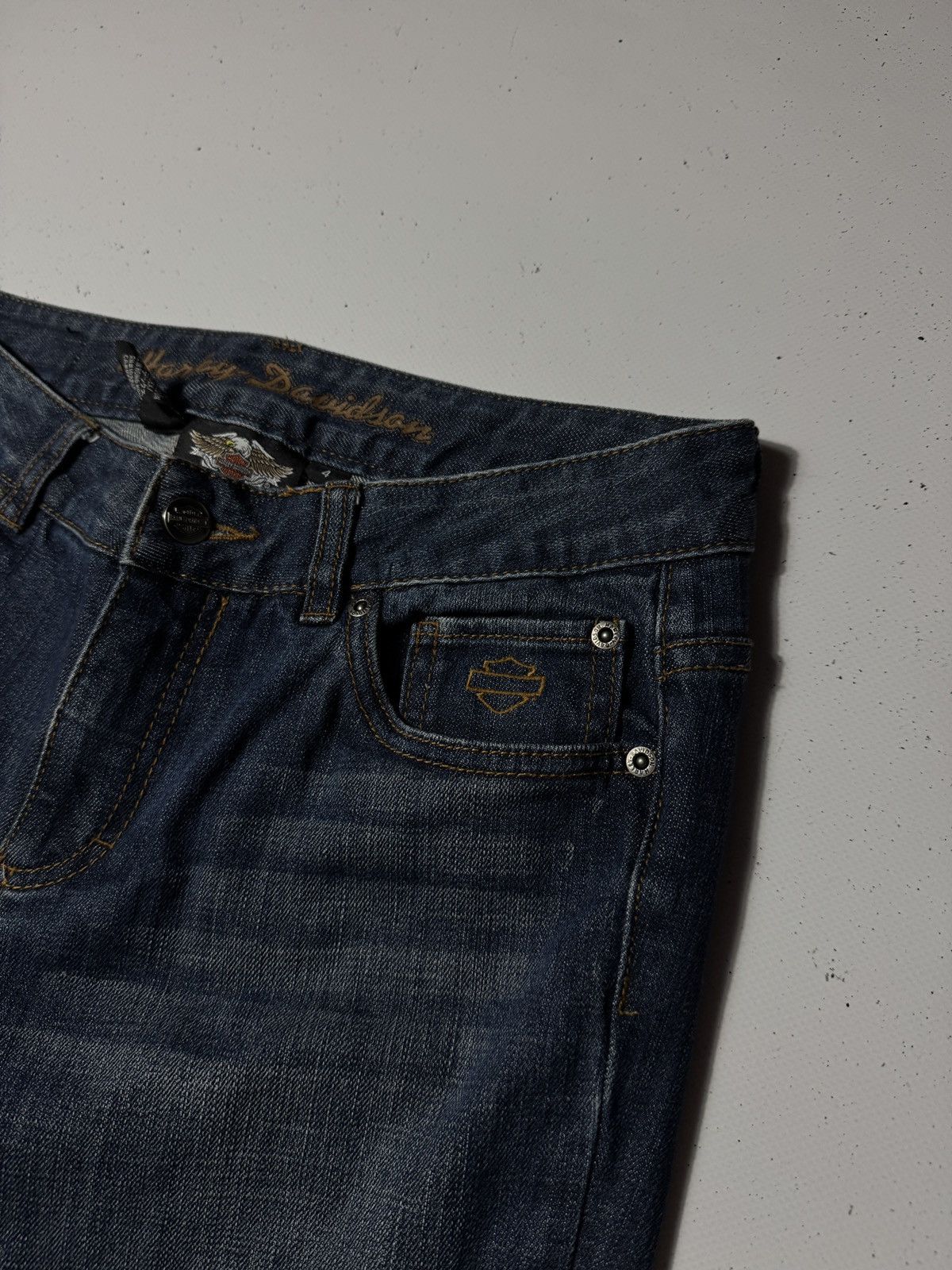 Harley Davidson Harley-Davidson Women’s Bootcut Jeans – Vintage Biker Size US 34 / EU 50 - 3 Thumbnail