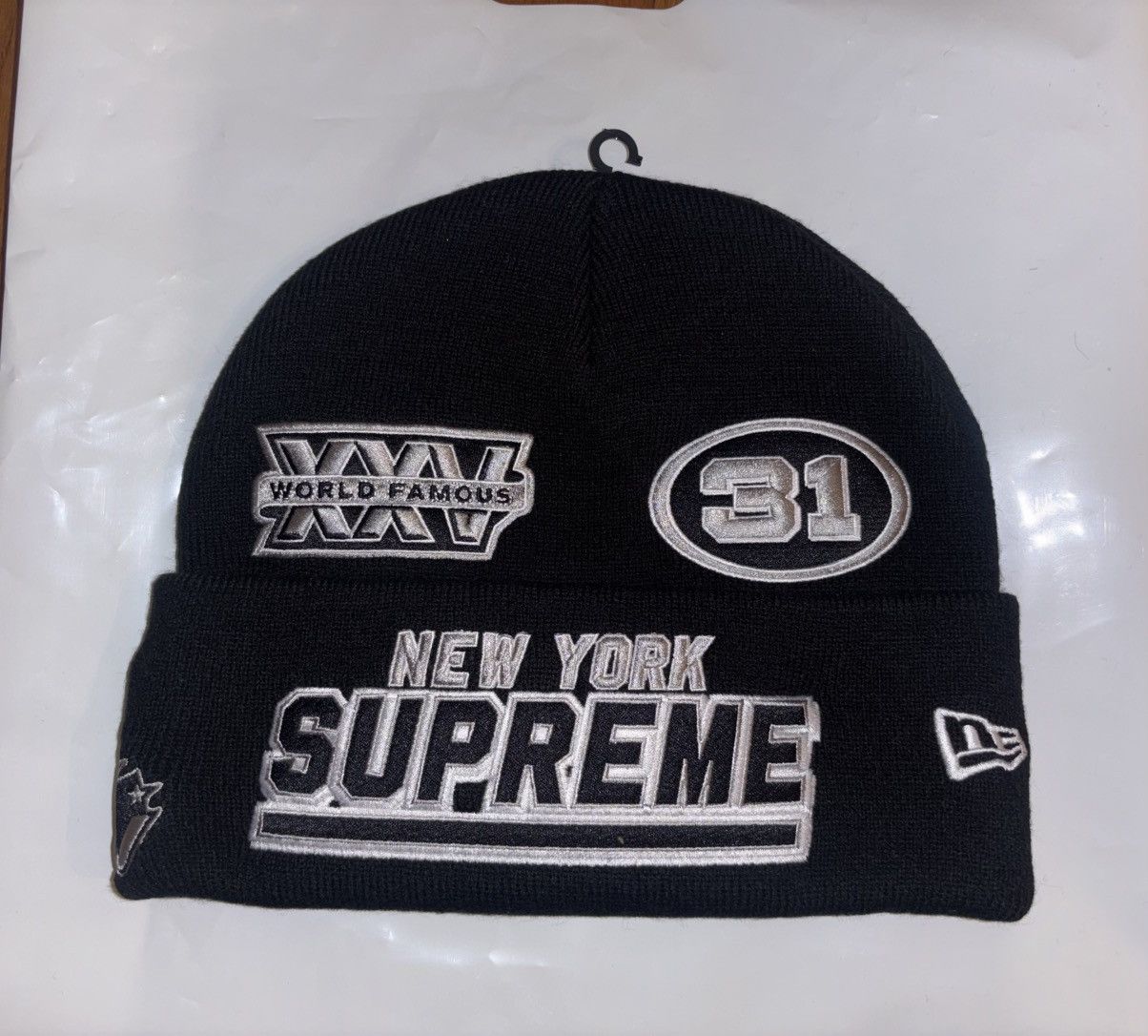 Supreme Supreme x Art Dealer Tag Beanie Black | Grailed