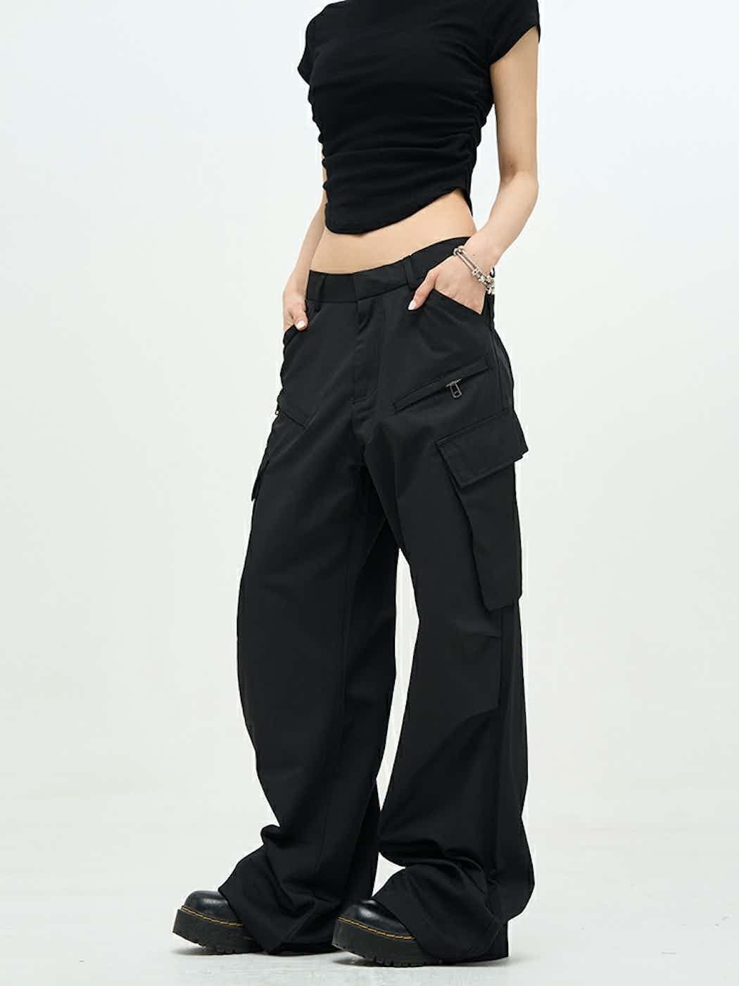 zipper utility dance hiphop baggy pants