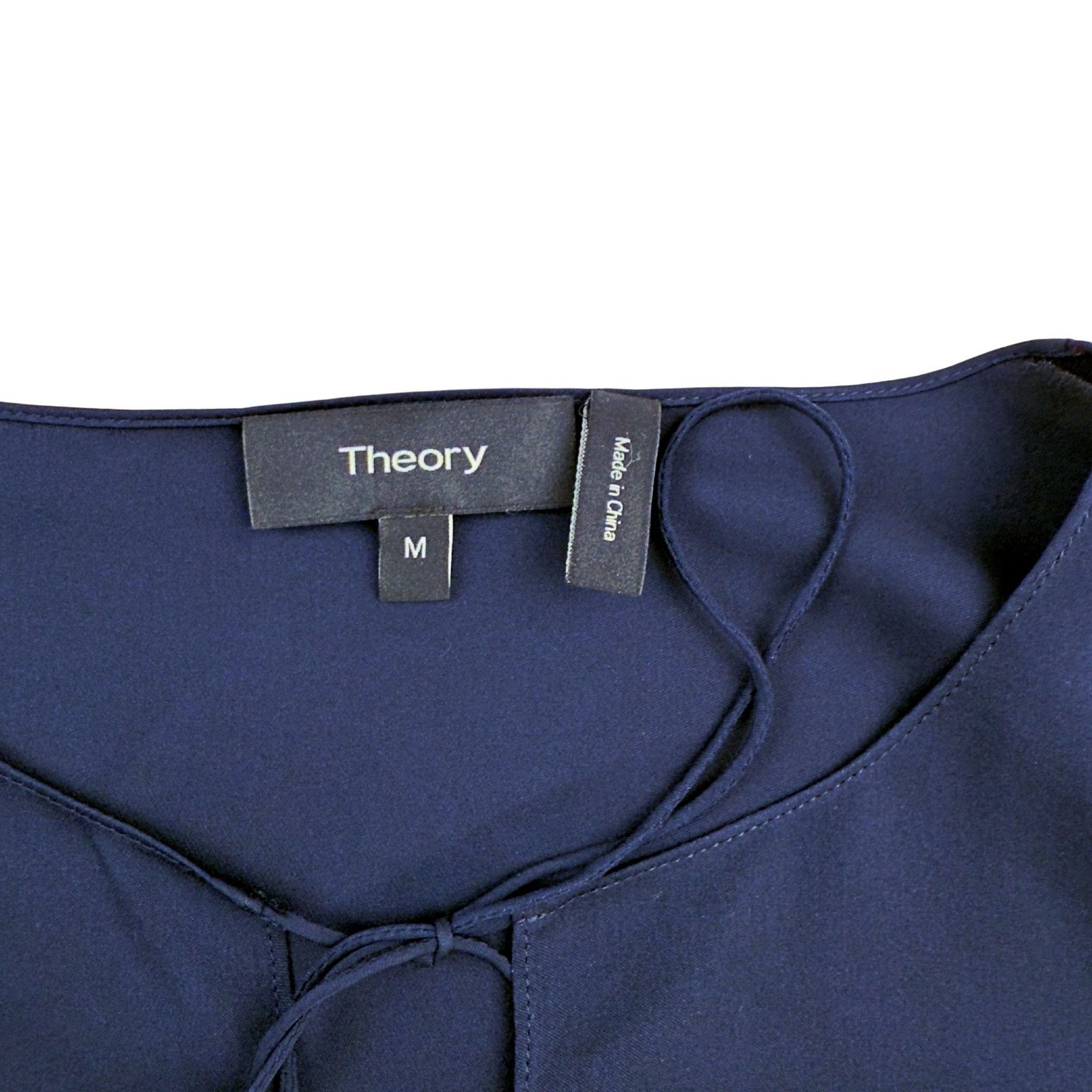 Theory Theory Silk Blue Keyhole Tie Front Cuff Sleeve Blouse Tunic Size M / US 6-8 / IT 42-44 - 6 Thumbnail