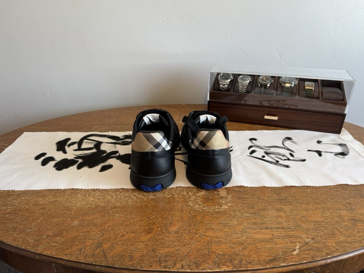 Burberry Burberry Black Leather Low-Top Sneakers Check Panels EU 43 Size US 10 / EU 43 - 5 Thumbnail