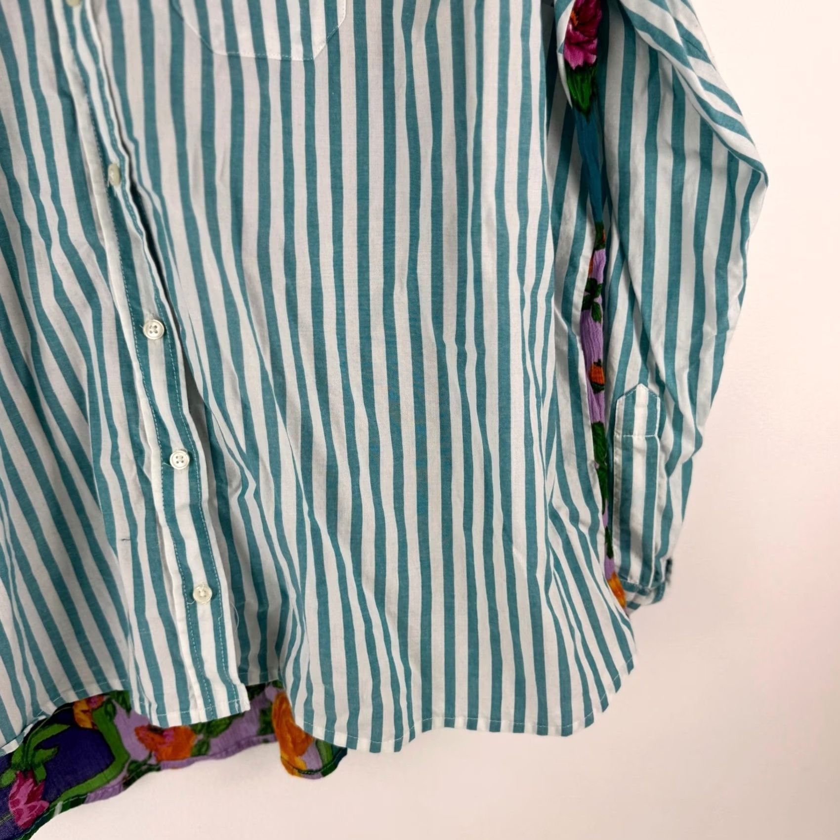 Vintage Tolani Collection Striped Floral Patchwork Mixed Media Button Down Shirt XL Women Size XL / US 12-14 / IT 48-50 - 7 Thumbnail