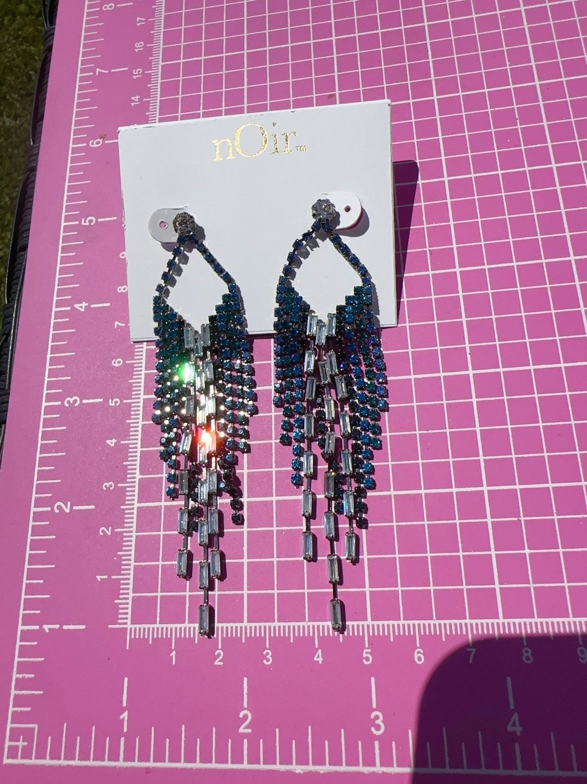 Designer Noir crystal beads tassels white 4 blue colors black tone Size ONE SIZE - 5 Thumbnail