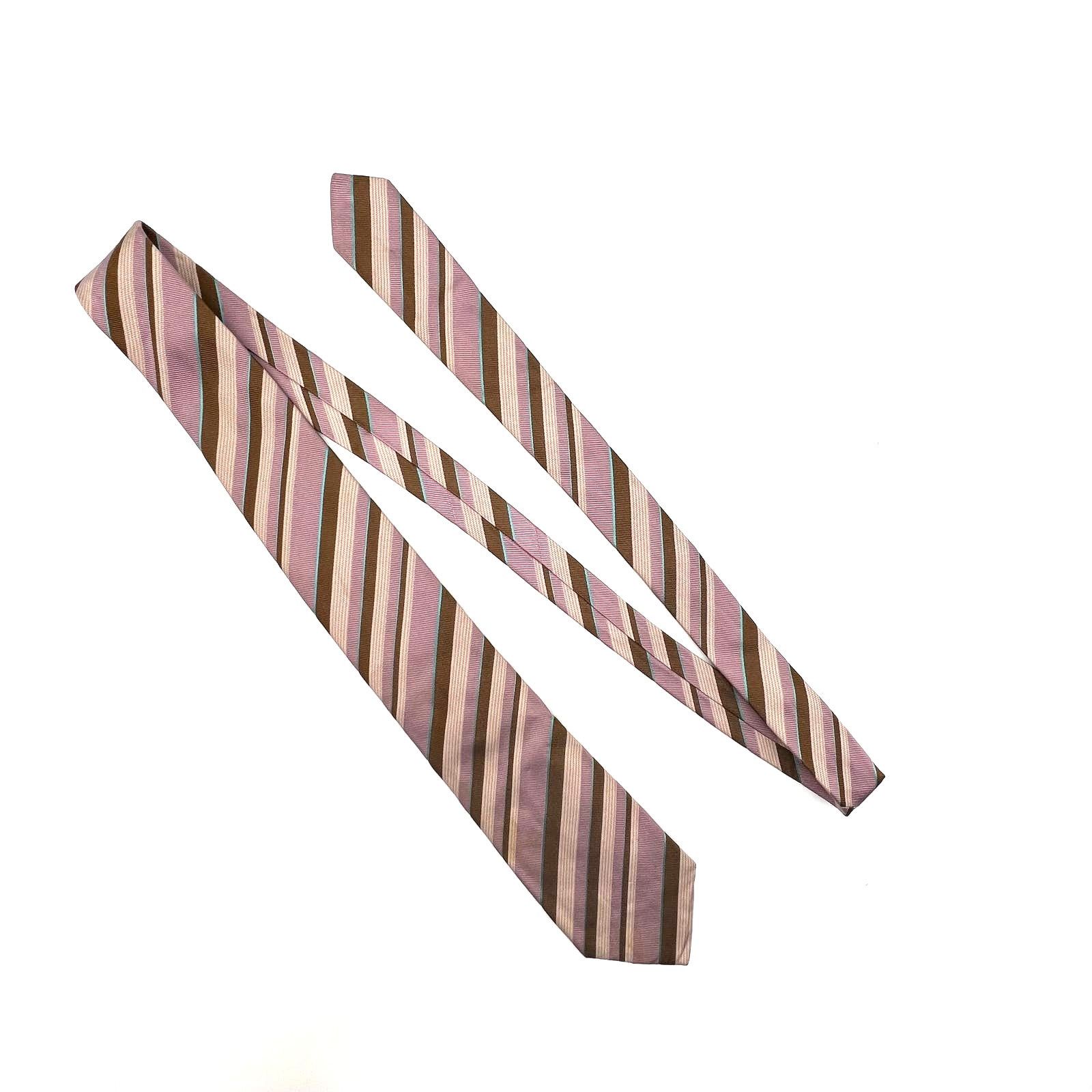 Bergdorf Goodman Bergdorf Goodman Silk TIe Stripes Lavender Brown Vintage Size ONE SIZE - 2 Thumbnail