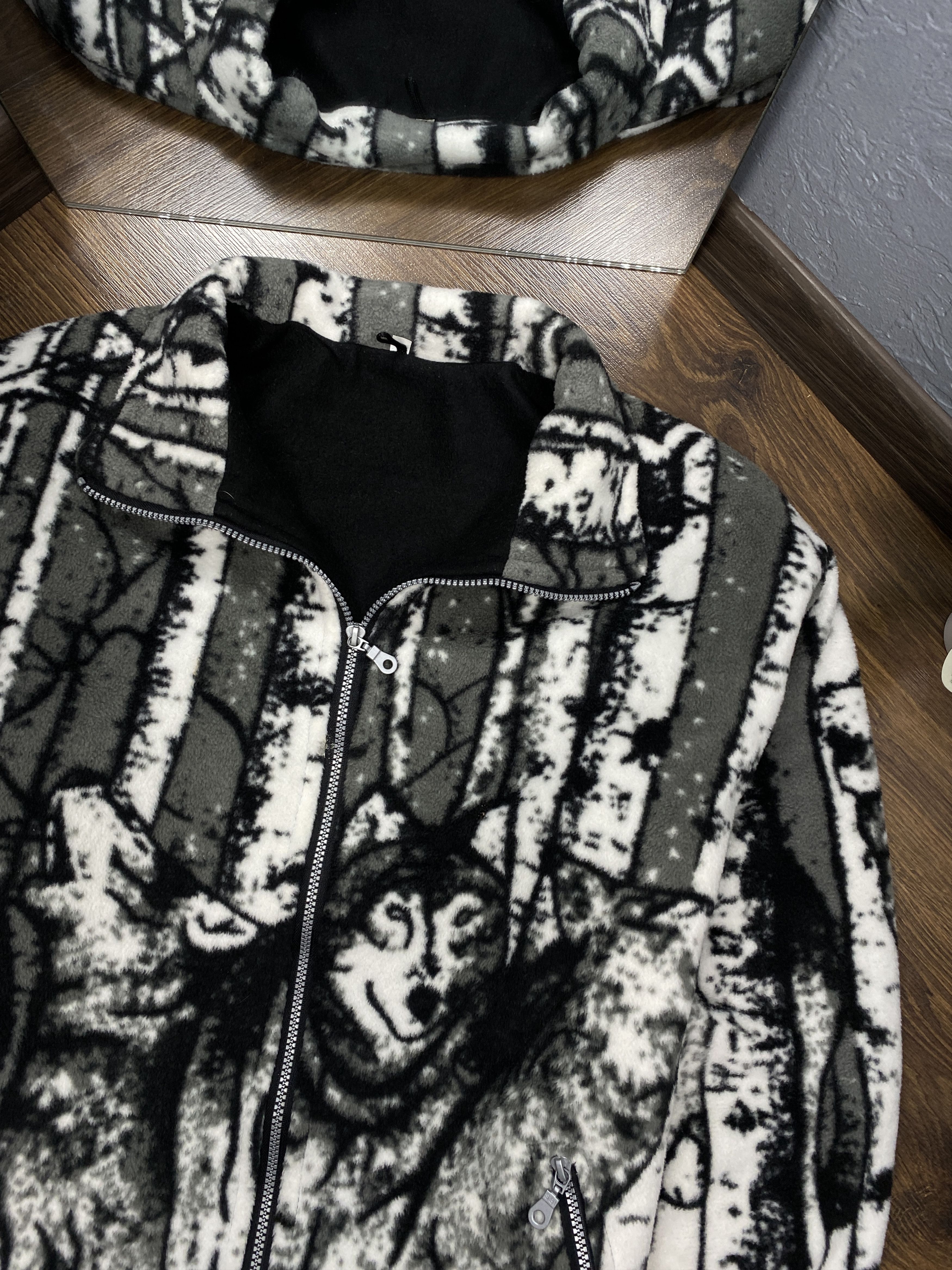 Vintage Wolf print vintage animal fleece jacket Size US S / EU 44-46 / 1 - 2 Thumbnail