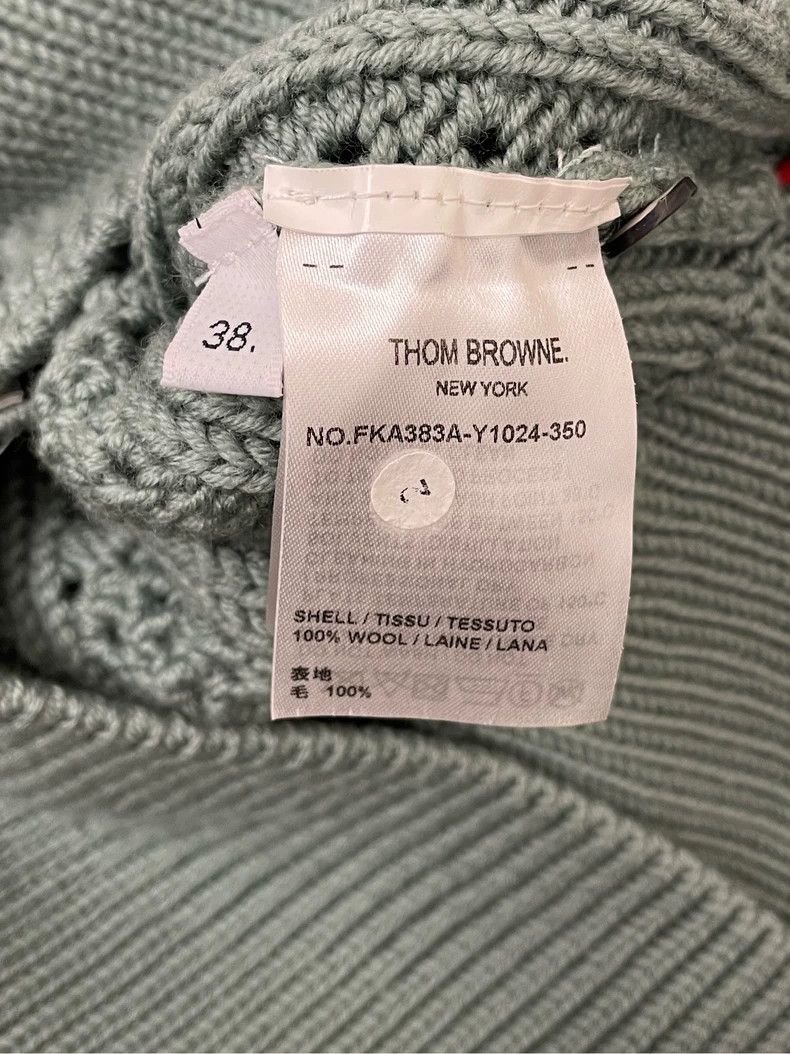 Thom Browne Thom browne Turquoise four-striped round-neck wool sweater Size XS / US 0-2 / IT 36-38 - 6 Thumbnail