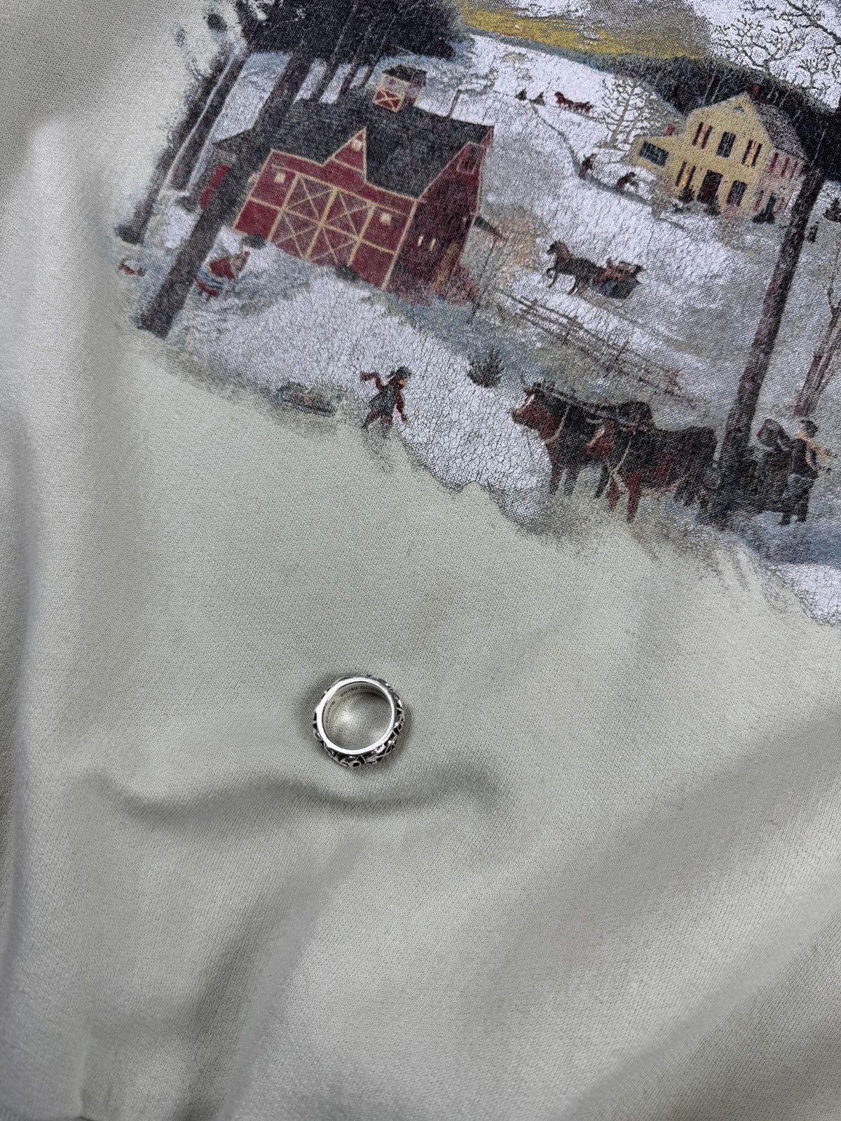 Vintage 1990s Light Green Snowy House Crewneck Size US S / EU 44-46 / 1 - 2 Thumbnail