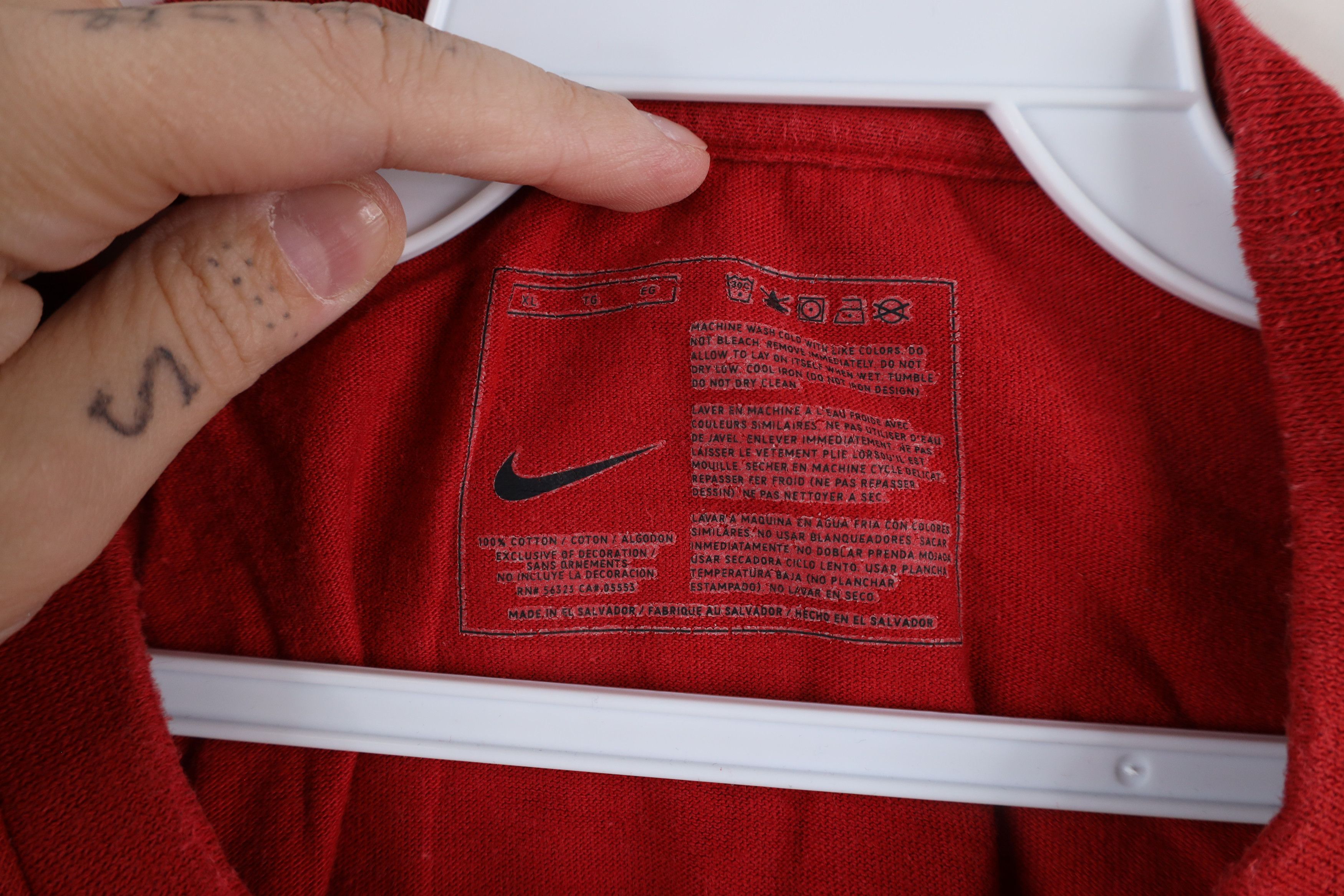 Nike × Vintage Vintage Nike Scott Mini Swoosh Short Sleeve T-Shirt Red Size US XL / EU 56 / 4 - 5 Thumbnail