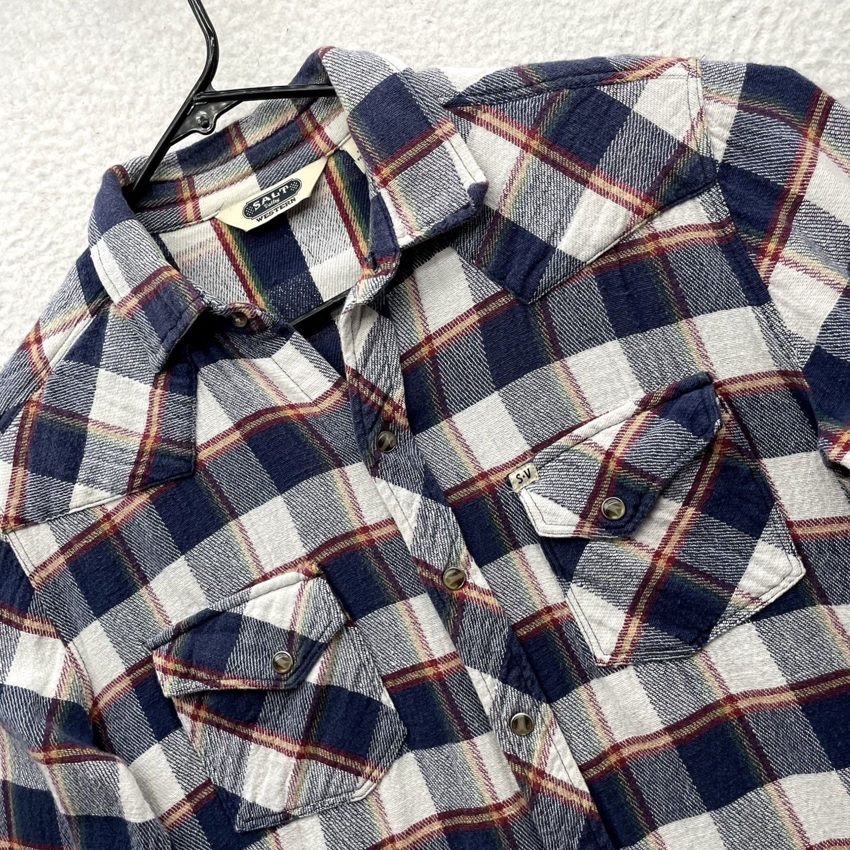 Vintage Salt Valley Shirt Mens M Western Plaid Cotton Polyester Blue Button-Up Snap Pocket Casual, Travel, Workwear Size US M / EU 48-50 / 2 - 2 Thumbnail