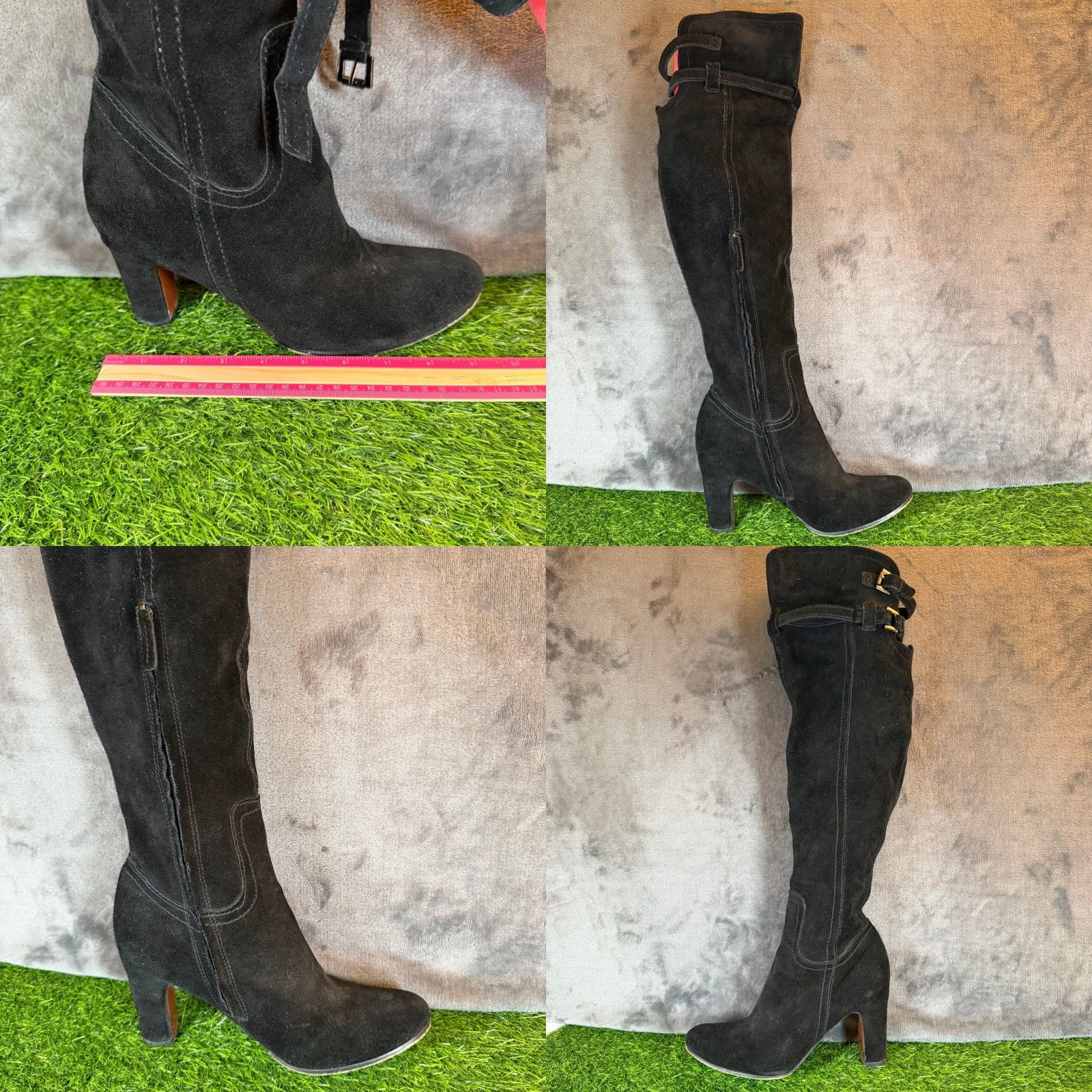 Sam Edelman Sam Edelman Black Suede Knee High Boots Block Heel Side Zip Buckle Womens 9.5 M Size US 10 / IT 40 - 8 Thumbnail