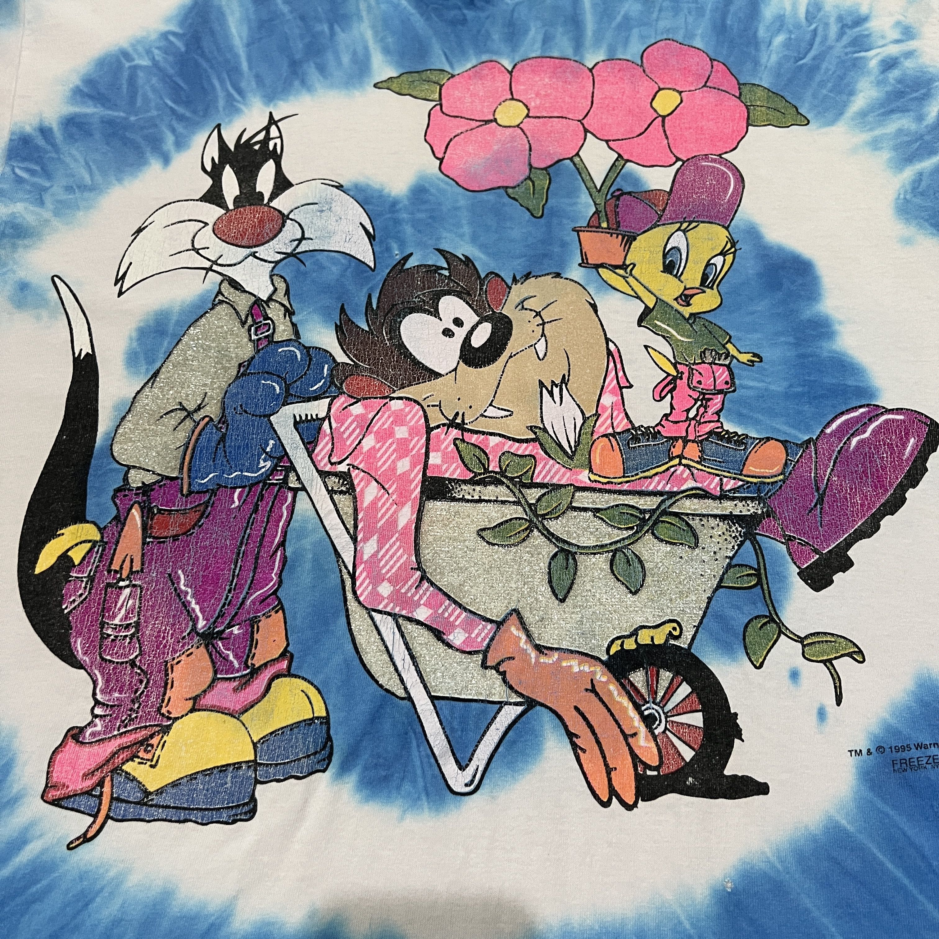 Disney Vintage 90s Looney Tunes Tee Freeze Tweety Taz Tie Dye Size US XL / EU 56 / 4 - 5 Thumbnail