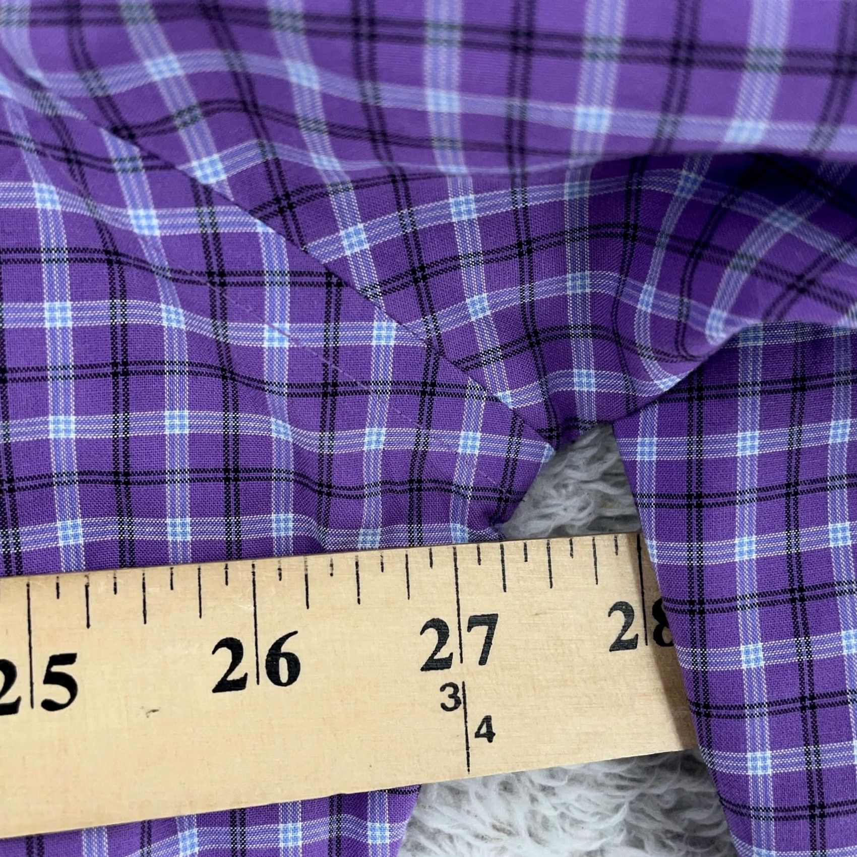 Ralph Lauren Lauren Ralph Lauren Shirt Mens 18 34/35 Purple Plaid Long Sleeve Non Iron Dress Shirt Size 48R - 5 Thumbnail