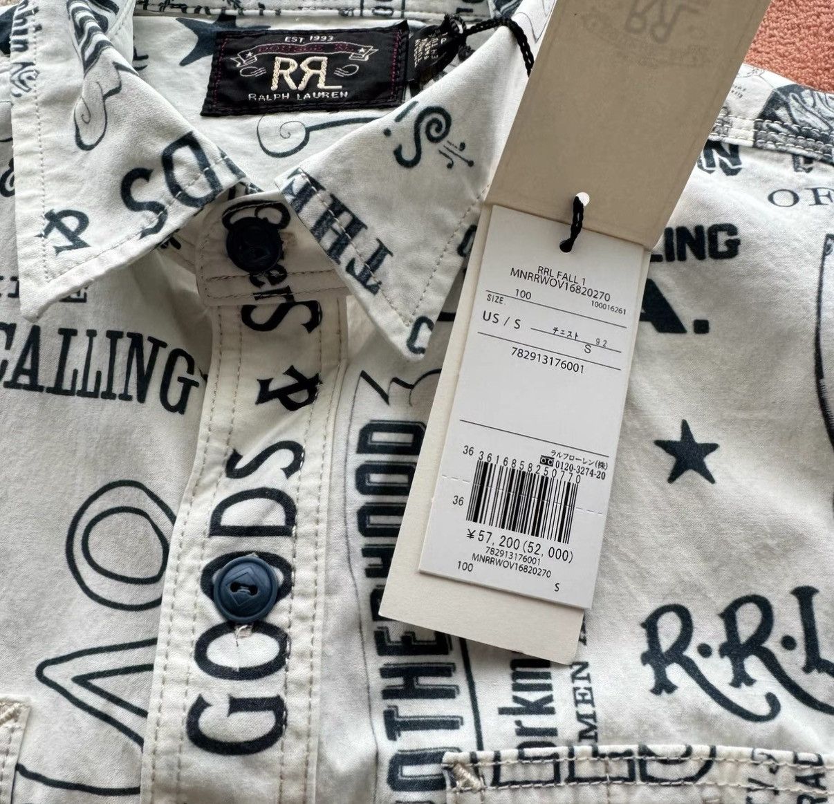 RRL Ralph Lauren RRL Ralph Lauren Double RL Vintage Print Work Shirt K22 Size US S / EU 44-46 / 1 - 5 Thumbnail