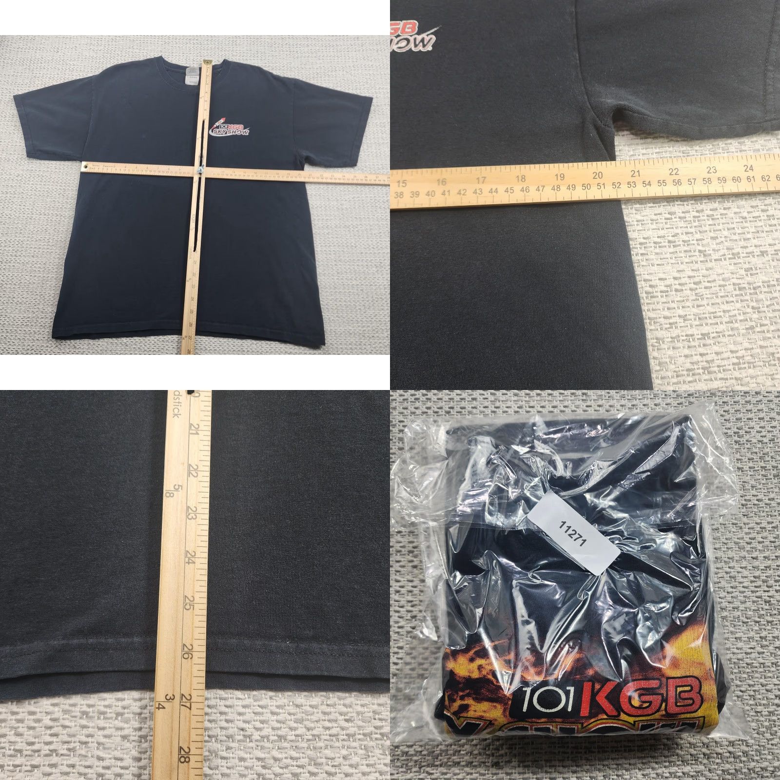 Gildan VINTAGE 101 KGB Sky Show Shirt Mens Large Black Gildan Heavy Cotton Crew Neck T-Shirt Graphic Print Logo Rocket Back Size US L / EU 52-54 / 3 - 8 Thumbnail