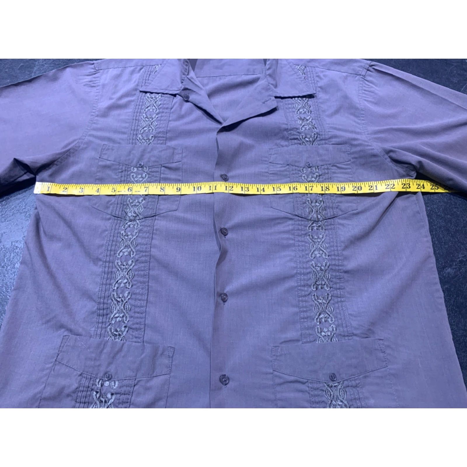 Vintage Platoon Men's Short Sleeve Button Shirt Taupe Geometric Knit Embroidered Casual L Size US L / EU 52-54 / 3 - 6 Thumbnail