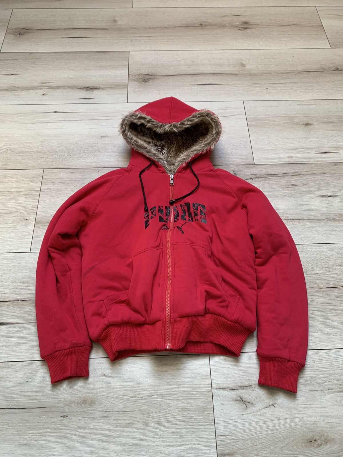 VINTAGE ZIP HOODIE WITH FAUX FUR JAPANESE LGB GOA STYLE