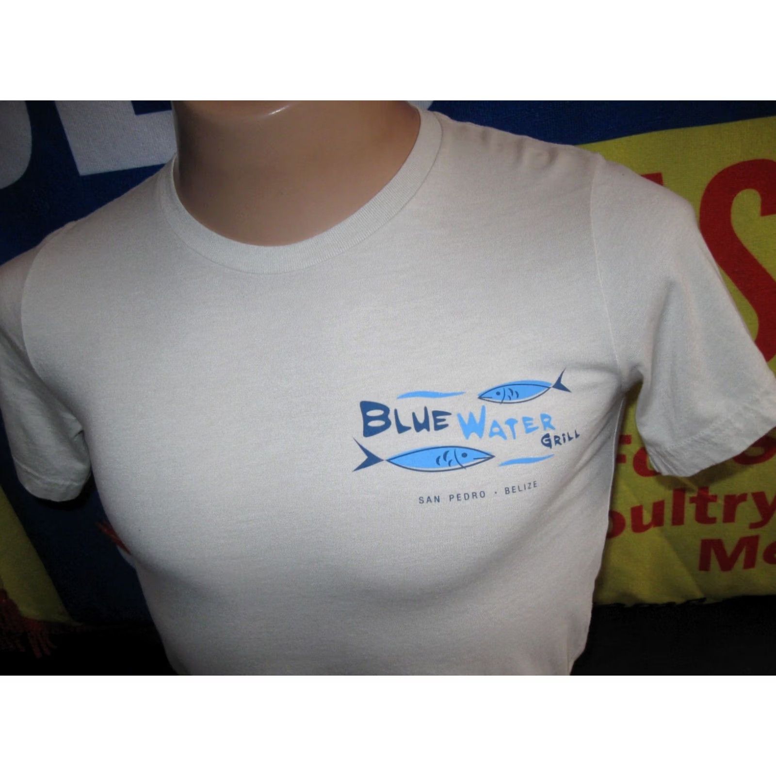 Vintage BLUE WATER GRILL San Pedro Belize Shirt T Small Adult PARADISE BEACH Sun Men's Size US S / EU 44-46 / 1 - 2 Thumbnail