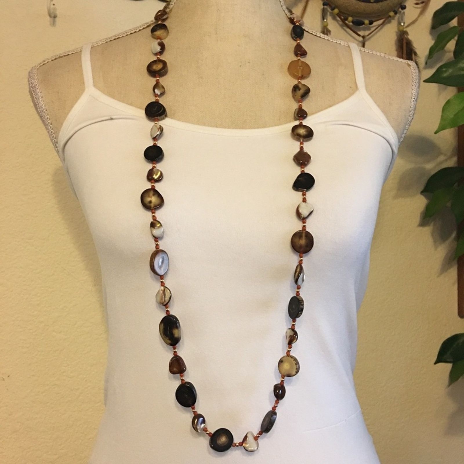 Vintage Vintage sliced agate rough abalone shell necklace Size ONE SIZE - 1 Thumbnail