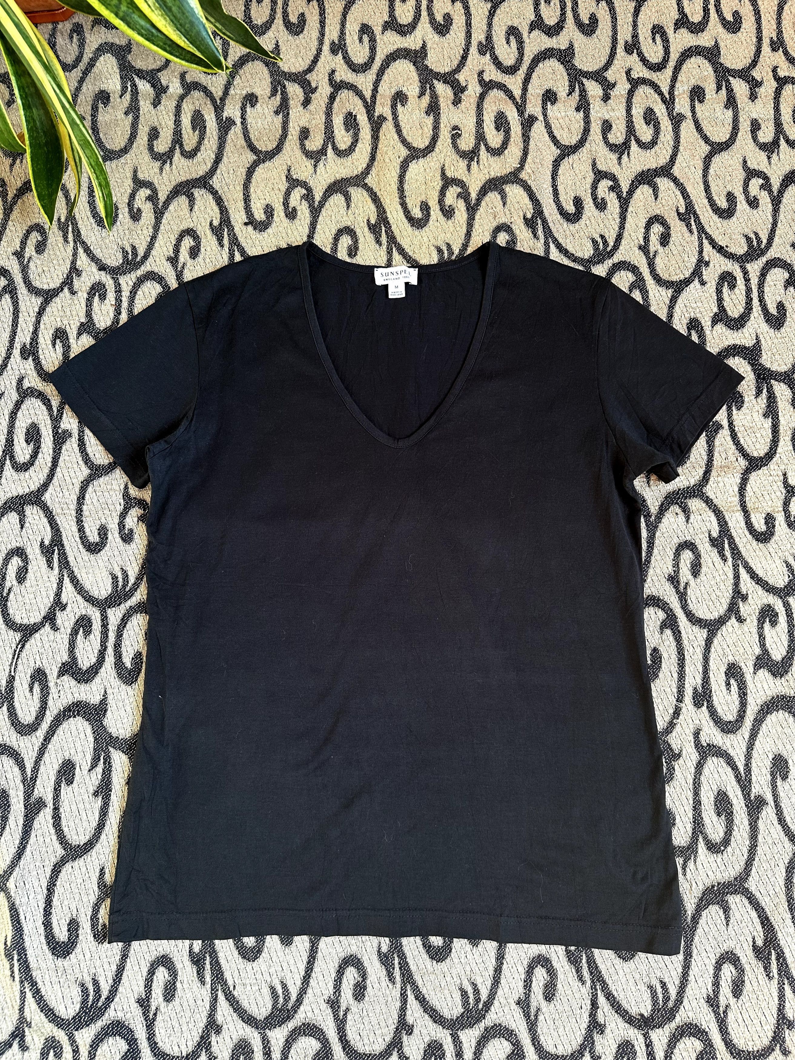Designer × Sunspel Sunsel Ladies V Neck T-shirt Size M Made In UK Size M / US 6-8 / IT 42-44 - 3 Thumbnail