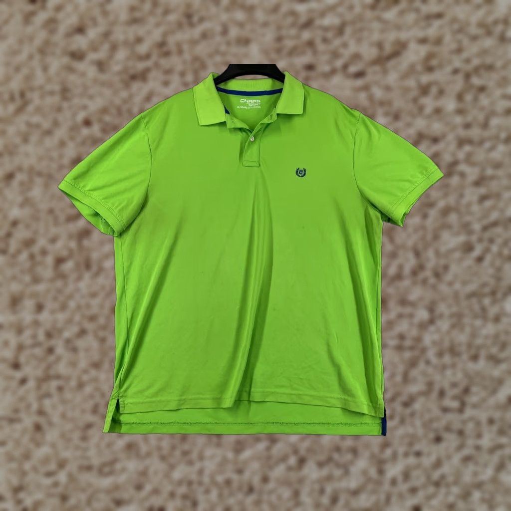 Chaps VINTAGE Chaps Polo Shirt Mens XL Green 100% Polyester Knit Short Sleeve Embroidered Logo Golf Sports Shirt Mens XL Green Polo Size US XL / EU 56 / 4 - 1 Thumbnail