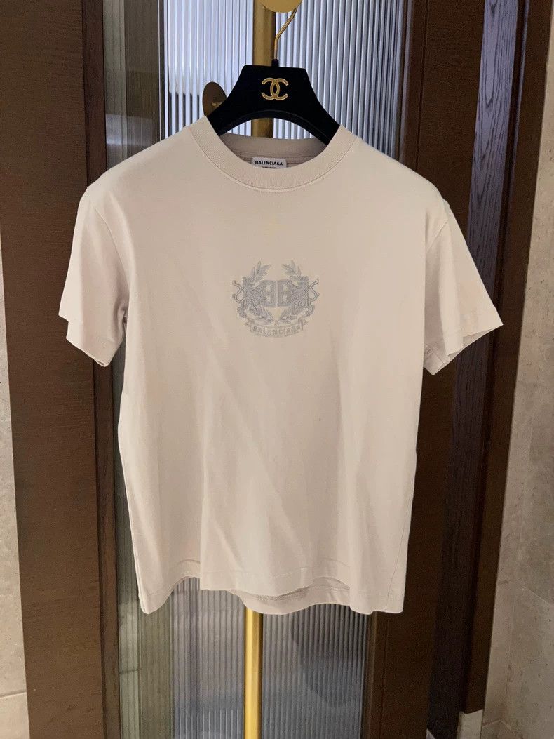 Balenciaga Balenciaga Wheat ear double B embroidered T shirt rice whi Size US M / EU 48-50 / 2 - 2 Thumbnail