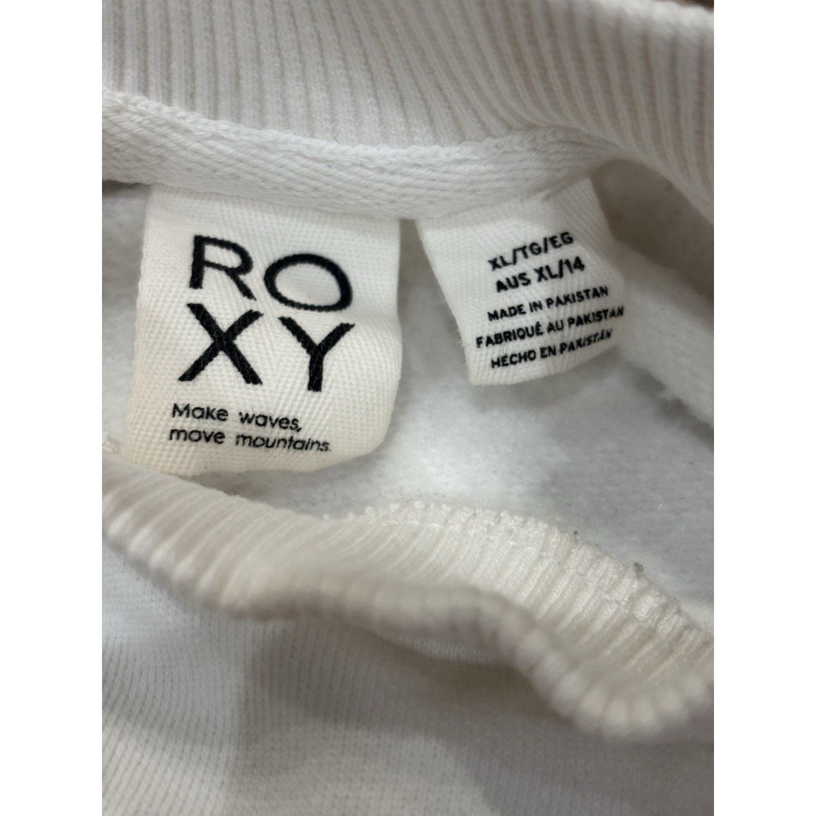 Other Roxy White Sweatshirt Abstract Rainbow Drawstring XL Crew Size XL / US 12-14 / IT 48-50 - 5 Thumbnail