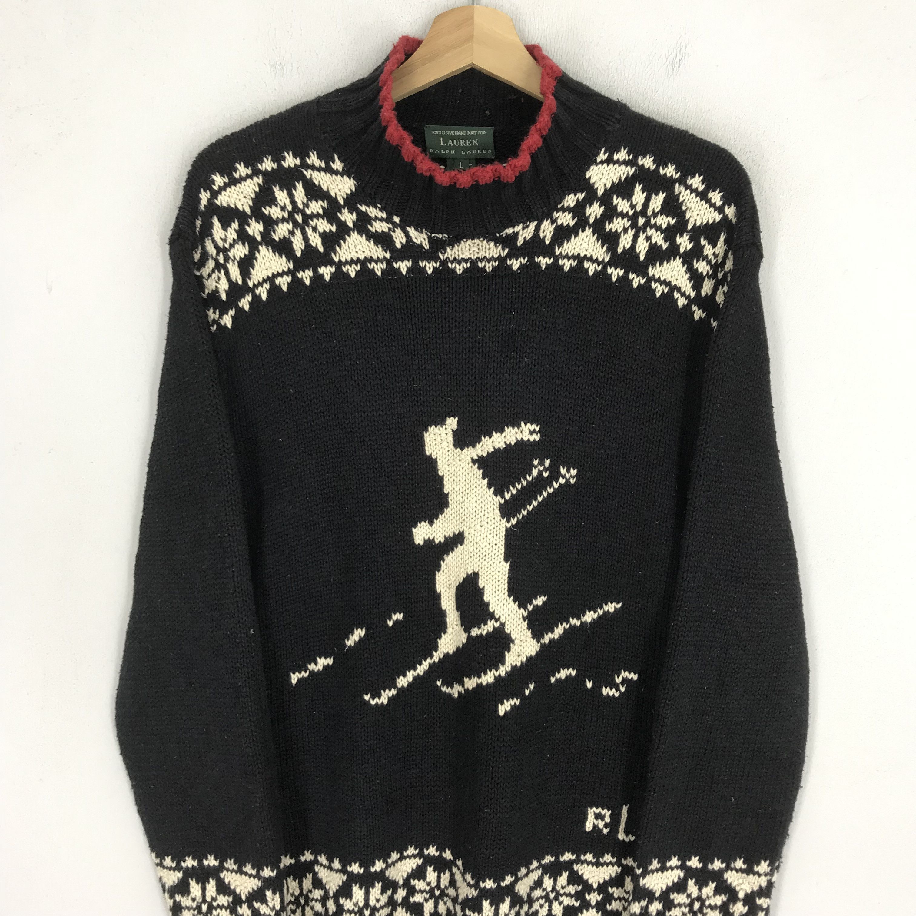 Polo Ralph Lauren Vintage Ralph Lauren Cable Knit Skiing Sweater RL Knitwear Size US L / EU 52-54 / 3 - 3 Thumbnail