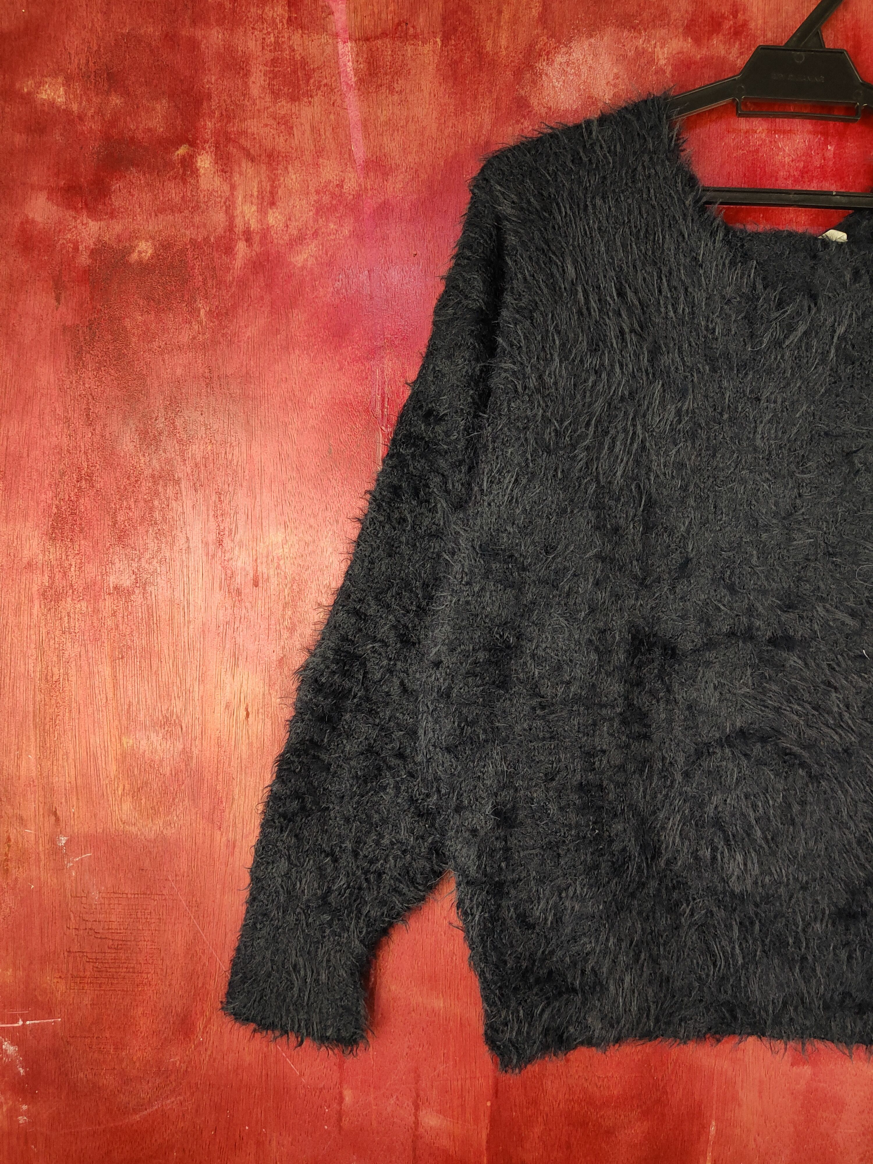 GU GU Navy Shag Shaggy Fur Mohair Knitwear #S1999 Size L / US 10 / IT 46 - 3 Thumbnail
