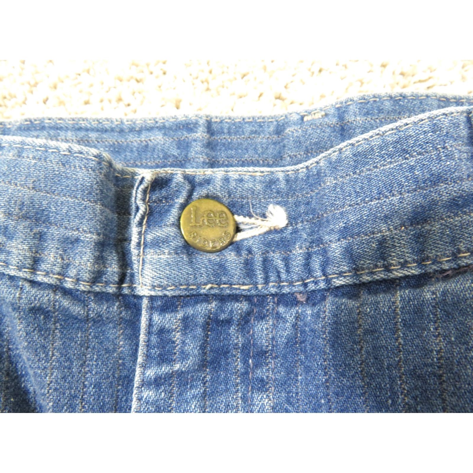 Lee VINTAGE Lee Riders Jeans Denim Ladies 13W 29X32 High Waist Pin Striped 1980s Disco Blue Mens Womens Girls? Size 29" - 6 Thumbnail