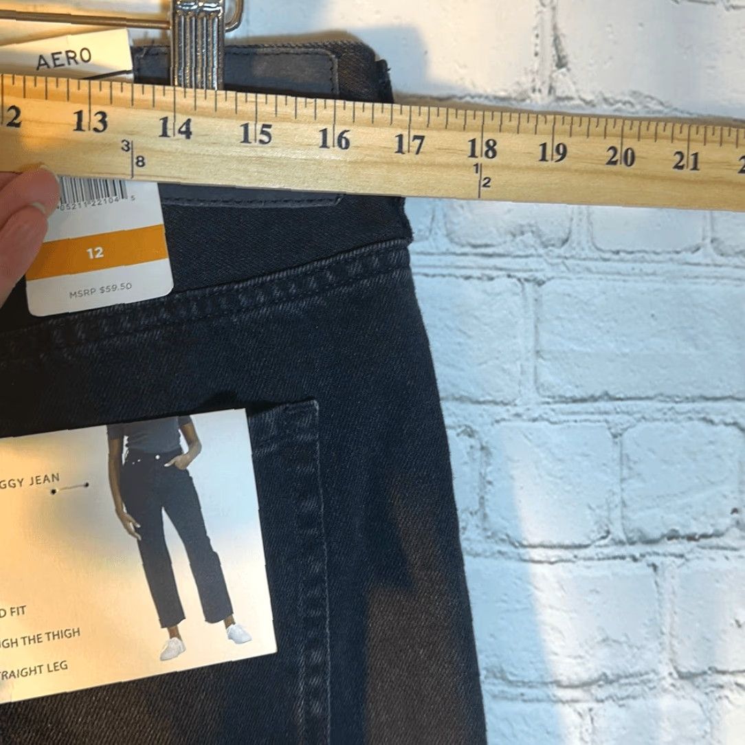 Aeropostale AeroPOSTale Jeans Womens 12 High Rise Baggy Jean NEW Black Baggy Jeans Womens 12 Black Womens Size 34" / US 12 / IT 48 - 6 Thumbnail