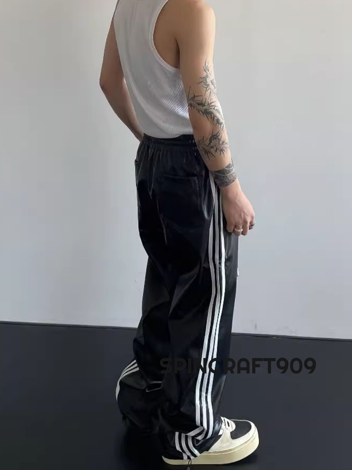 Track Faux Leather Pants
