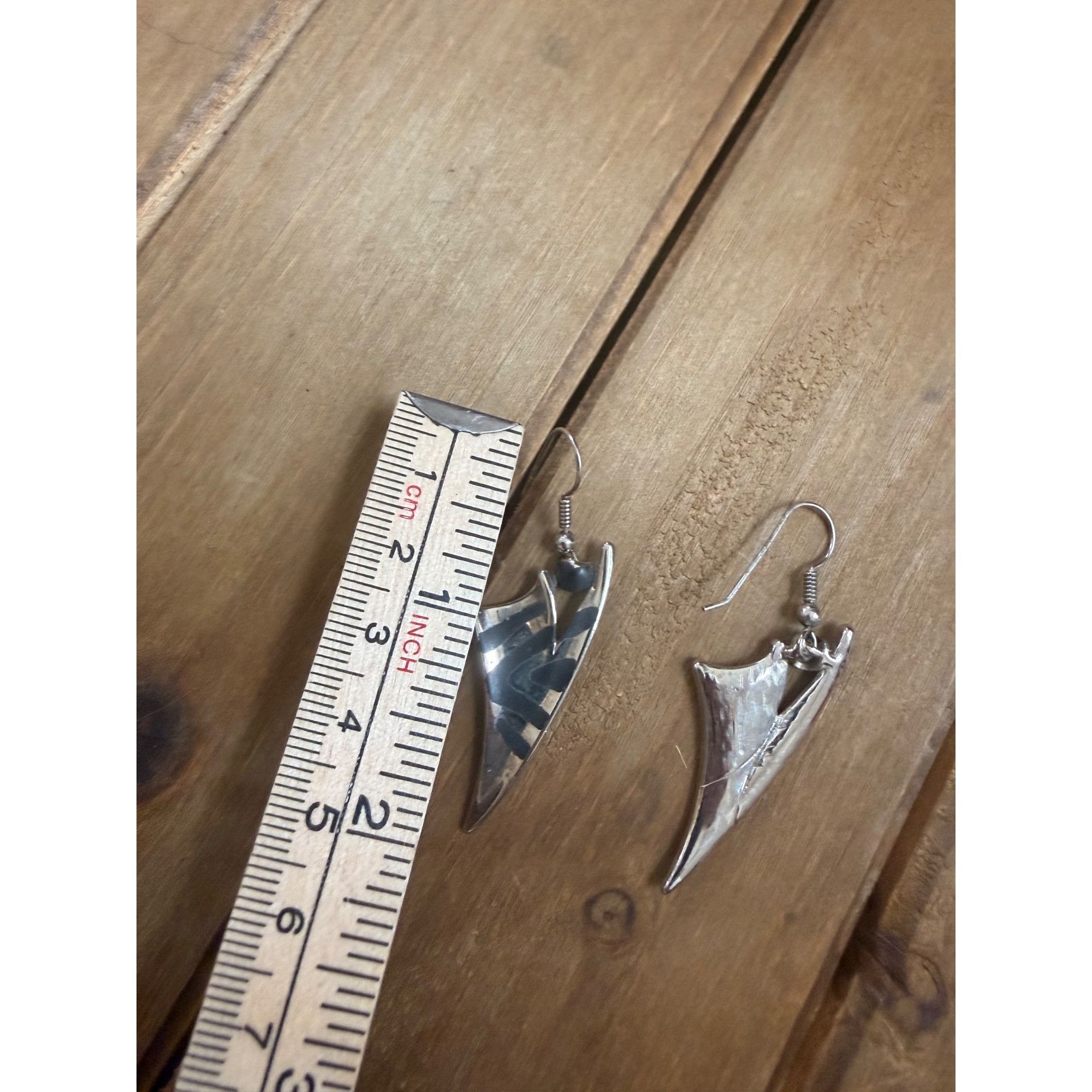 Other Abstract Silver Drop Earrings With Geometric Tribal Design & Size ONE SIZE - 4 Thumbnail