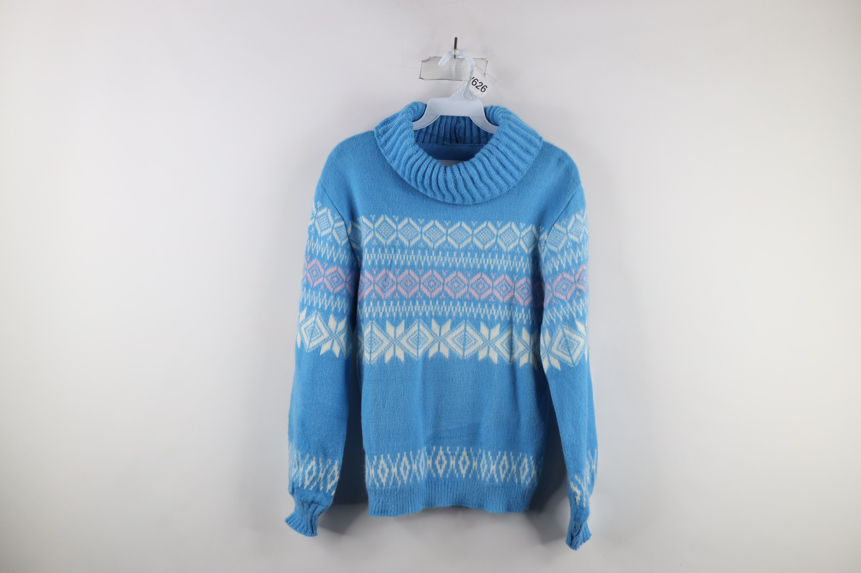 image of Vintage 60S 70's Streetwear Fair Isle Knit Turtleneck Sweater, Women's (Size 3xl)