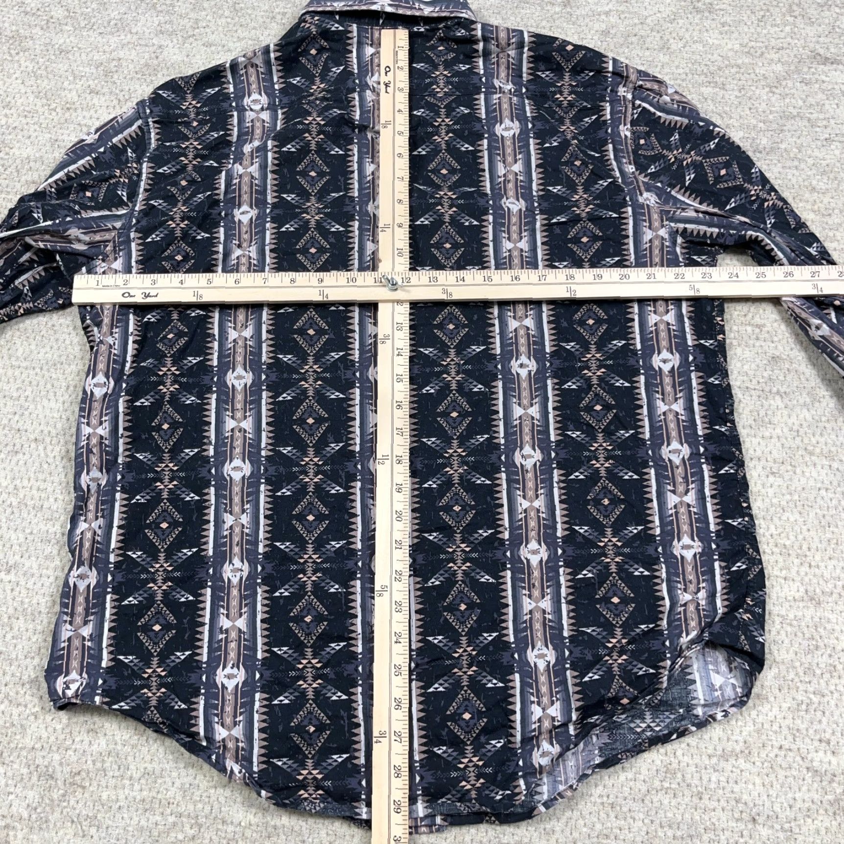 Denime Rock & Roll Denim Shirt Men Large Gray Southwestern Aztec Western Classic Fit Shirt Size US L / EU 52-54 / 3 - 5 Thumbnail