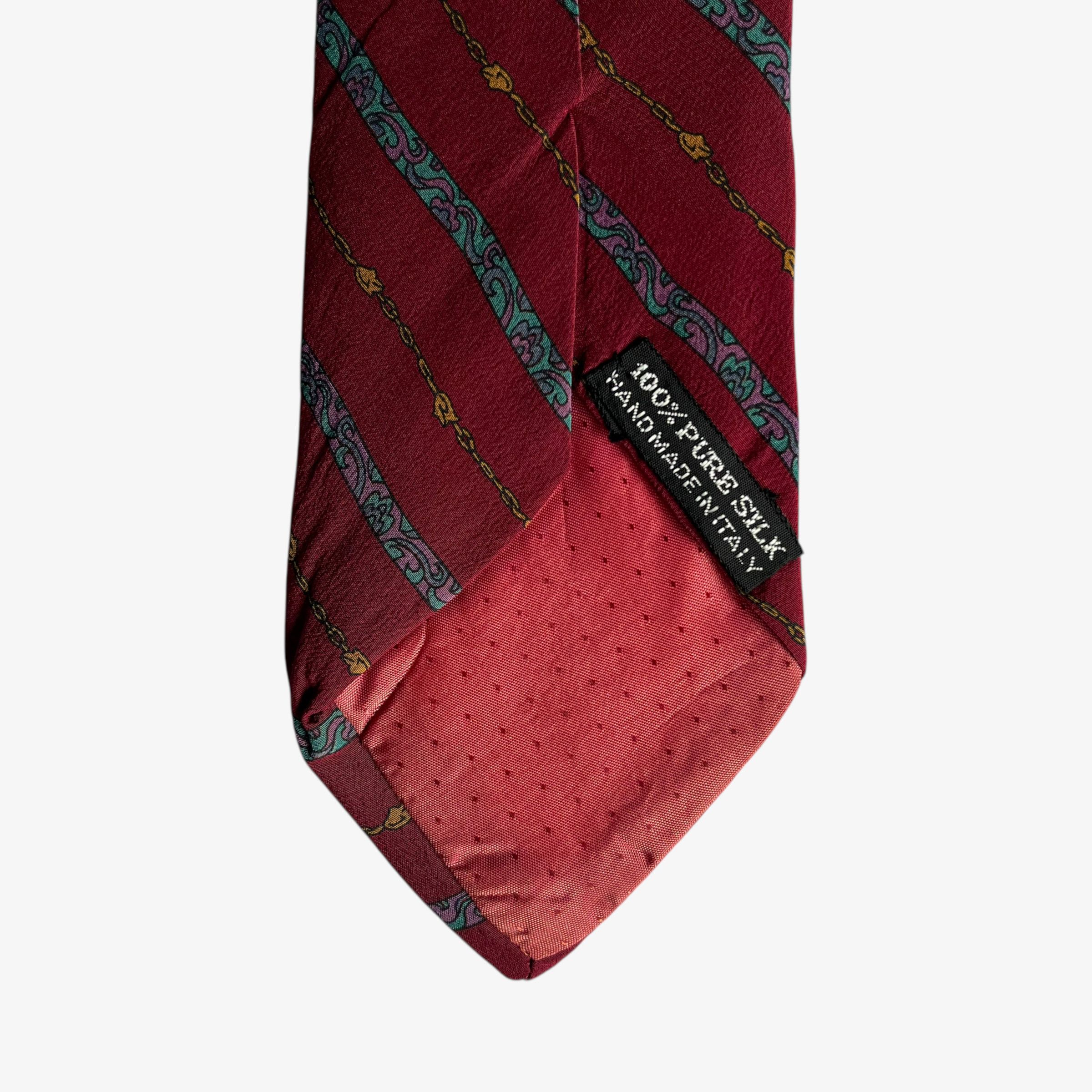 Barneys New York Vintage 90s Barneys Chain & Paisley Striped Silk Tie Size ONE SIZE - 3 Thumbnail