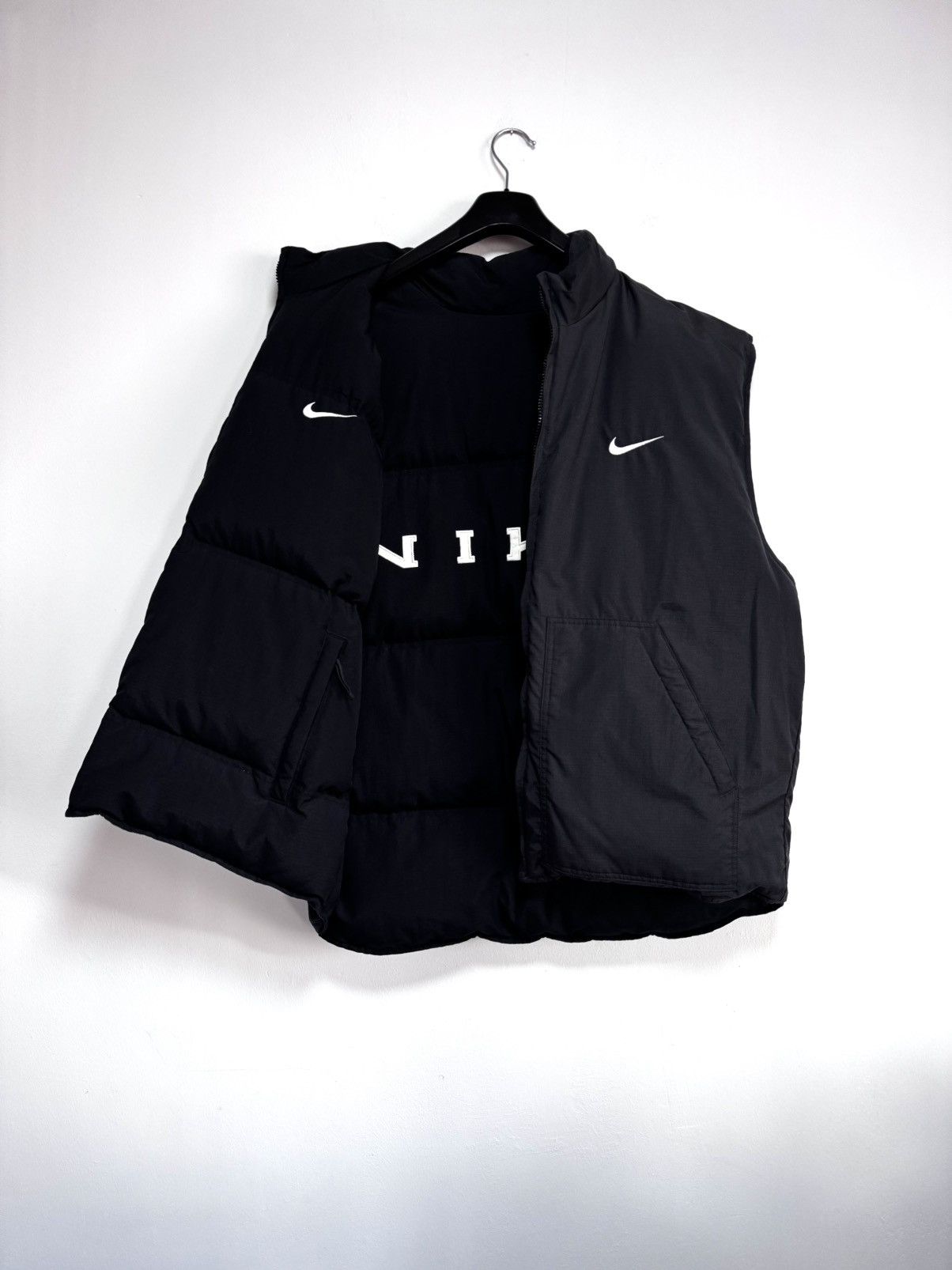 Nike × Vintage Vintage 90s Nike Reversible Puffer Vest Streetwear Y2K Black Size US XL / EU 56 / 4 - 2 Thumbnail