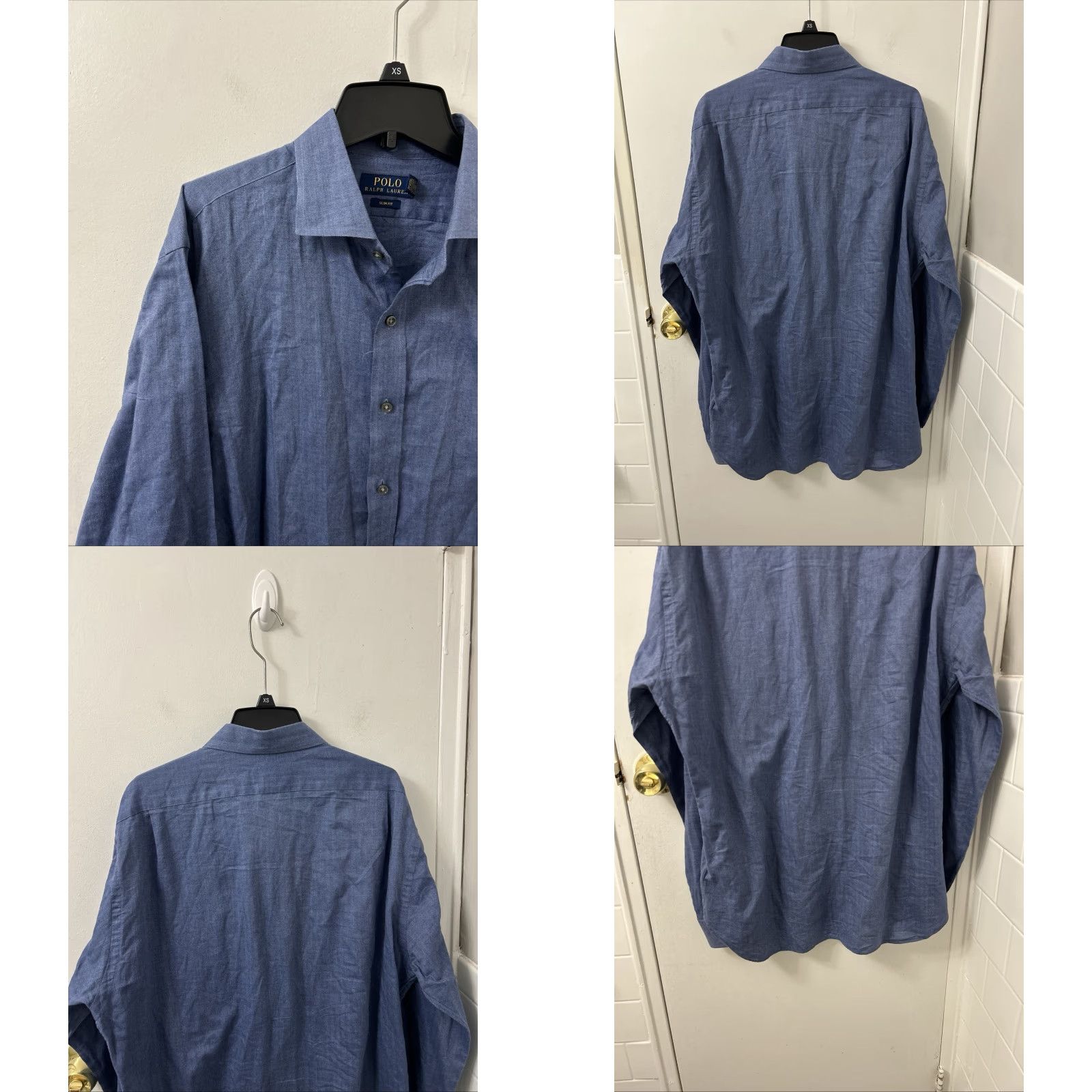 Polo Ralph Lauren Polo Ralph Lauren Shirt Mens 16.5 Blue Herringbone Slim Fit Button Up L/S Size US XL / EU 56 / 4 - 8 Thumbnail